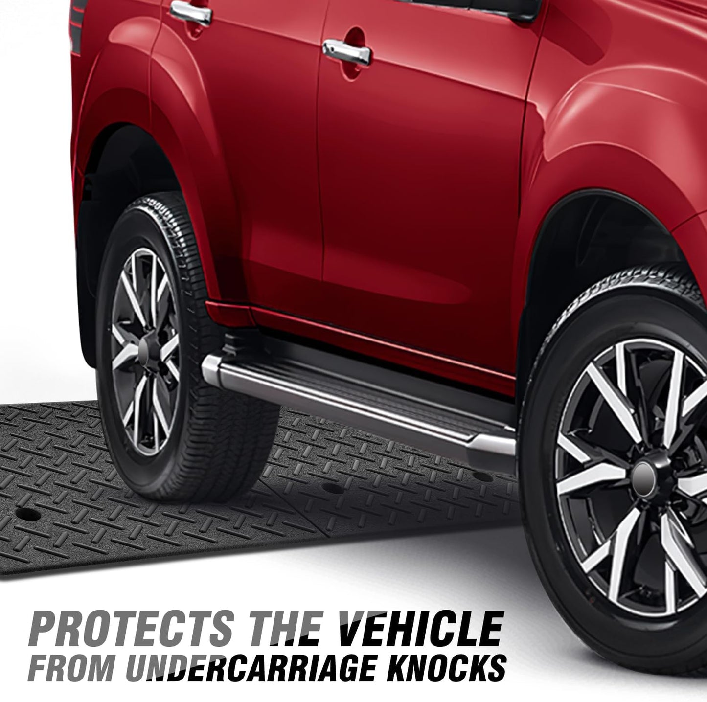 DNA MOTORING 1pcs 5.7" Rise Rubber Curb Ramp Heavy Duty Loading Driveway Ramp Threshold Ramp 38.6 in L x 14.8 in W x 5.7 in H for Loading Dock, Warehouse, Wheelchair, Motorcycles, Cars, TOOLS-00647