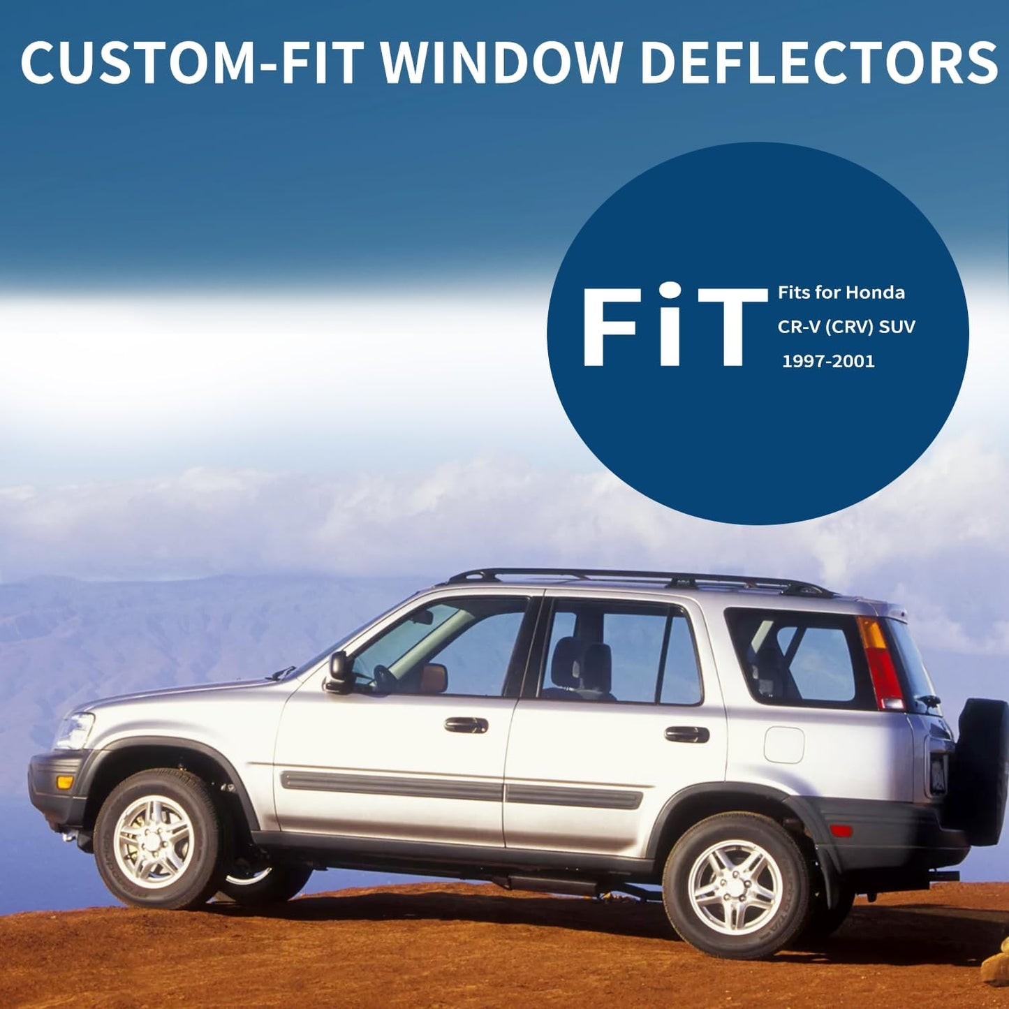 4PCS Rain Guards Window Visors Wind Deflector Fits for Honda CR-V (CRV) SUV 1997-2001, Front & Rear Outside Mount Vent Shade 1997 1998 1999 2000 2001