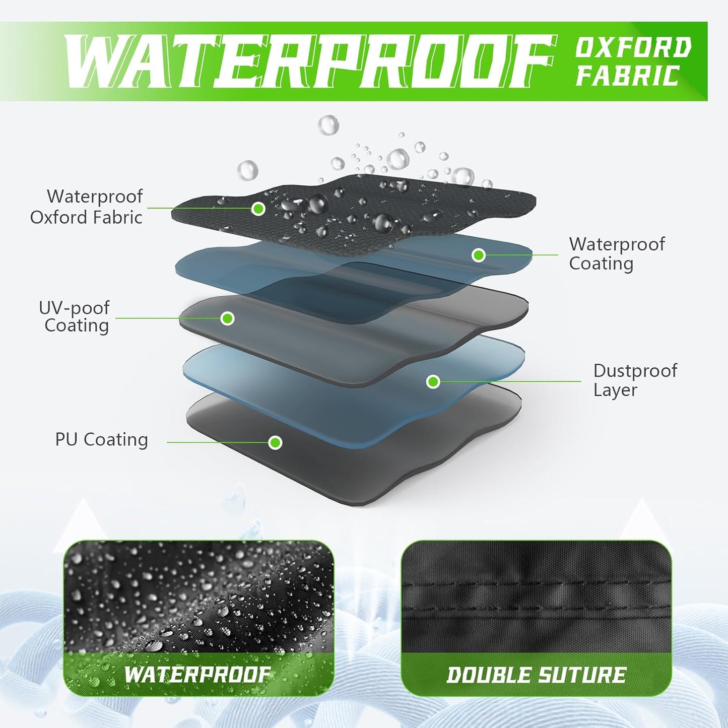 COVERVIN Motorcycle Cover, All Weather Outdoor Waterproof Night Protection with Reflective Strips, Locking Holes and Storage Bag for 96 Inch Suzuki, Kawasaki, Honda, Harley-Davidson(Silver XL)