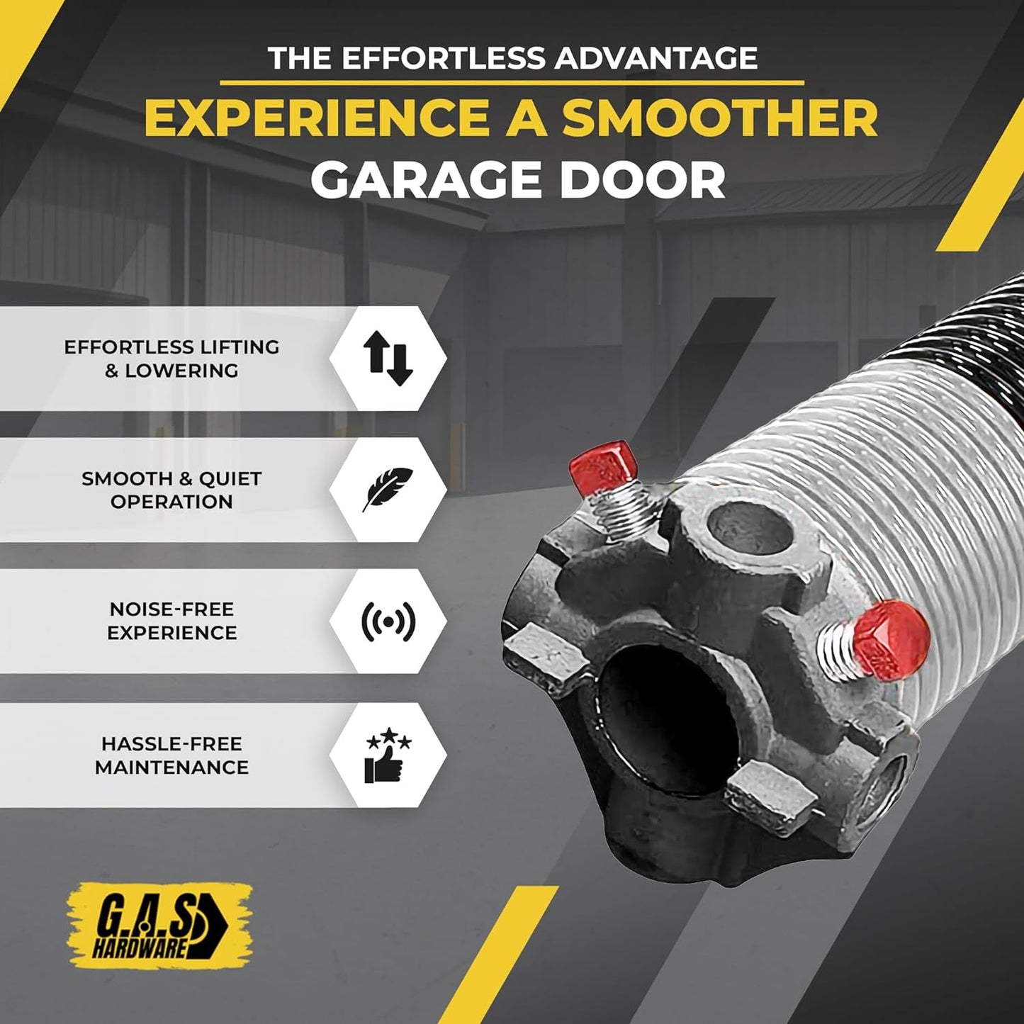 Garage Door Torsion Spring 218x2x25 Torsion Spring for Right Side of Garage Door with 1" Steel Bearing, Gloves, and Winding Bars Precision E-Coating 5-Year Warranty Minimum 30,000 Cycles (Black Cone)