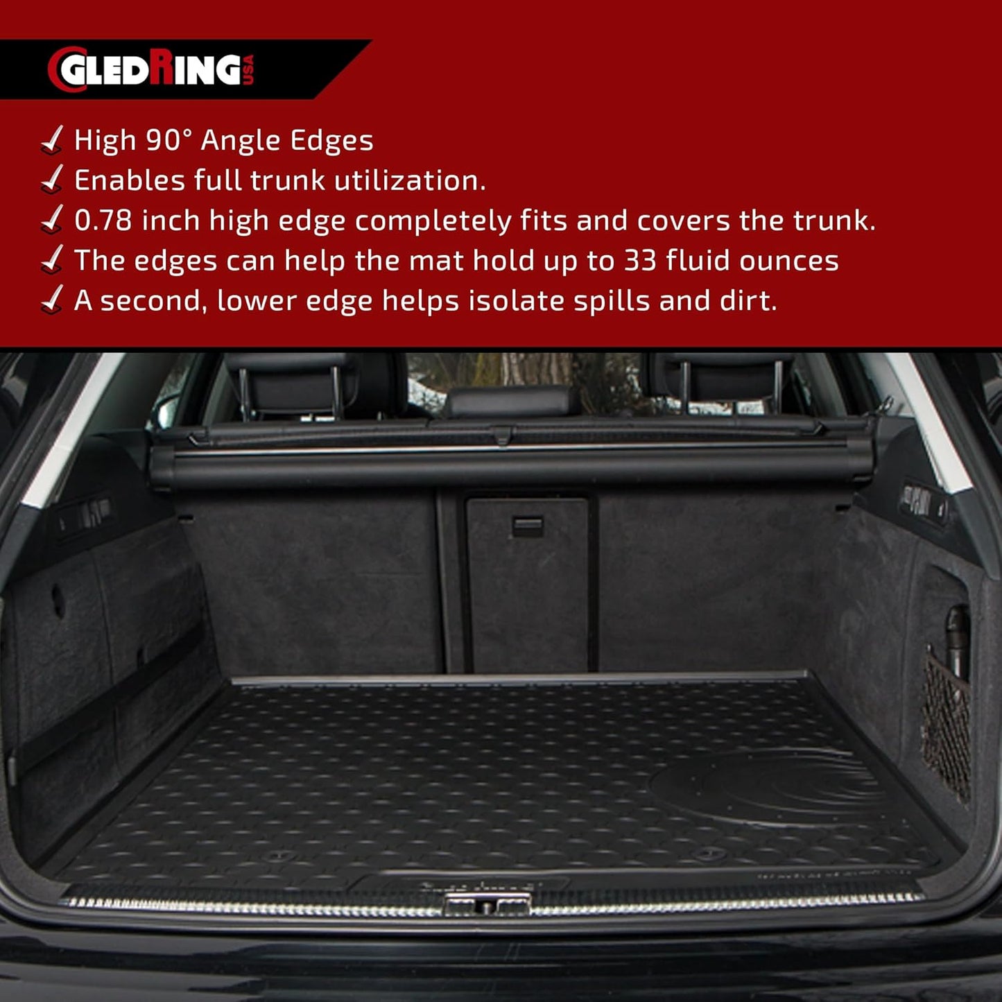 Gledring USA Custom Fit All-Weather Rubber Cargo Liner Intended for Toyota Highlander & Hybrid 2021-2022, No Trimming Required, Tailored Custom Fit, Protects from Rain, Mud, & Snow