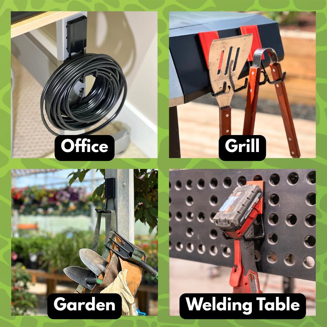 GATOR MAGNETICS Open Storage Hook: 4-Pack, The Ultimate Workshop & Garage Storage Systems, Heavy Duty Magnetic Hooks, Organization Solutions, 25lb Hold, for All Steel Surfaces 2.5" & 4" Hooks