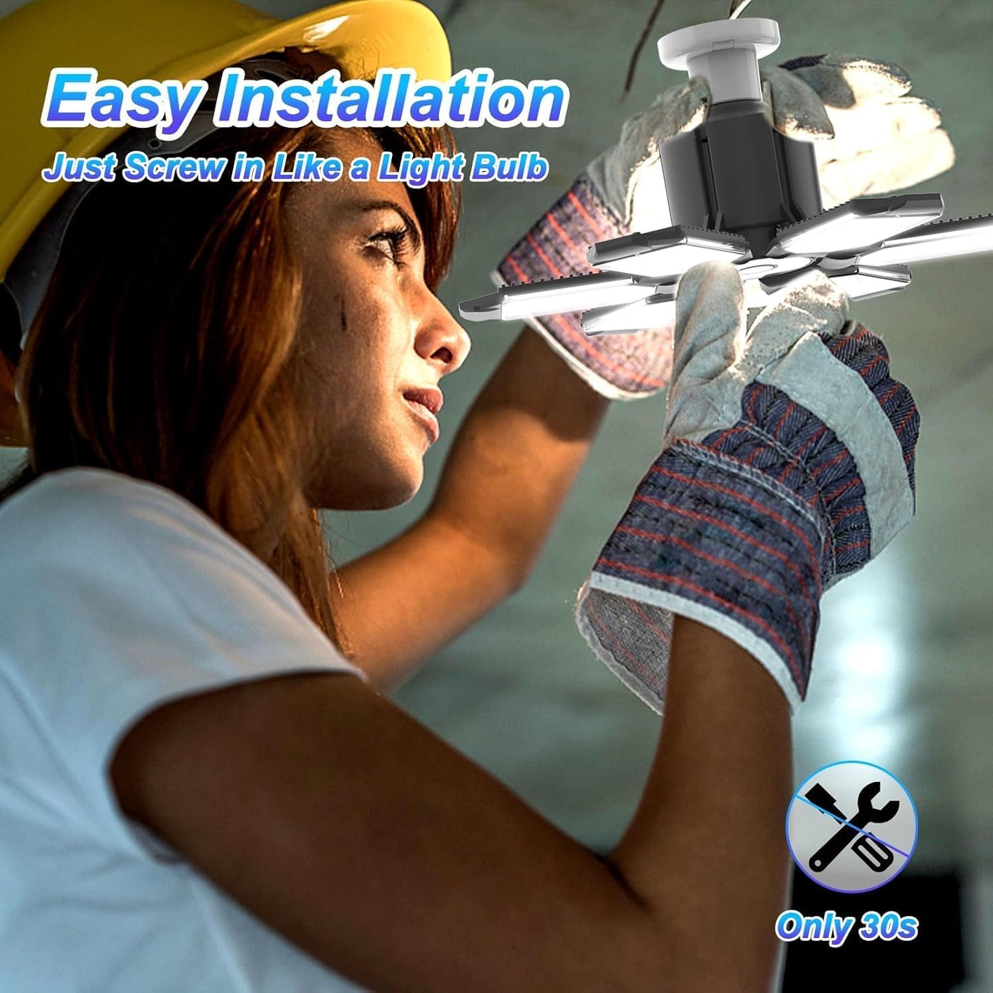 6 Pack 220W Garage Light Ceiling Led Deformable LED Shop Lights for Workshop E26 E27 Screw in Garage