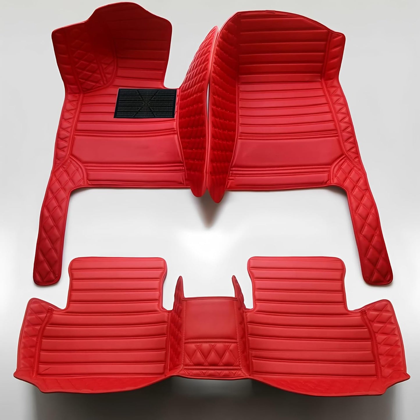 Custom Personalized Floor Mats for Cars，Luxury Full Coverage All Car Floor Mats，Anti-Slip Leather Car Mat Set ，Custom Floor Mats for 99% of Cars, Trucks & SUVs. (Red Dual Color)