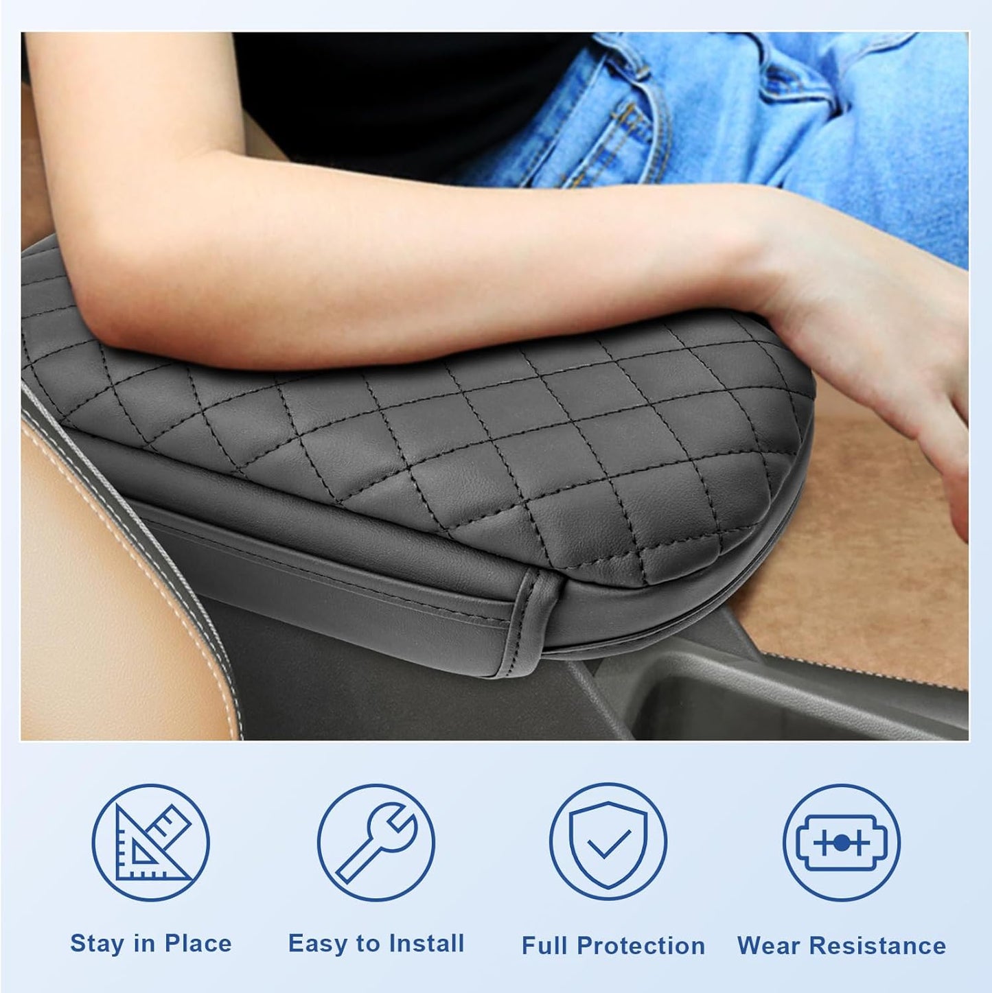 CDEFG 2024 2025 Trax Center Console Cover for 2024 2025 Chevy Trax Armrest Cover Middle Console Pad Arm Rest Cover 2024 Trax 2025 Accessories (w/Pockets)