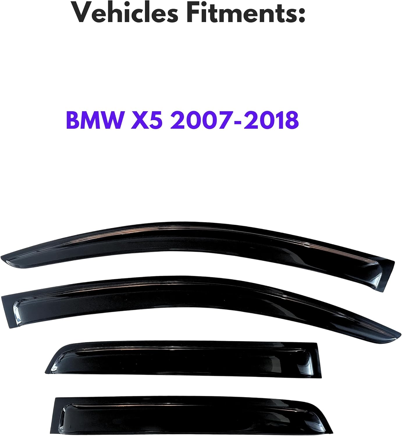 KPY Window Visor Compatible with BMW X5 E70 F15 2007-2018, 4PC Rain Guard Side Window Vent Deflectors Tape-On Style, 2007 2008 2009 2010 2011 2012 2013 2014 2015 2016 2017 2018