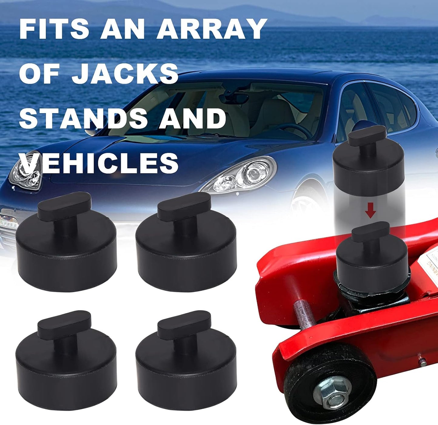 DEDC Jack Pads Compatible with Corvette - 4Pcs, Non-Slip Rubber Pucks Design to Safe Lifting of C5 C6 C7 C8 GS Models, Essential Garage Accessories for Corvette Owners