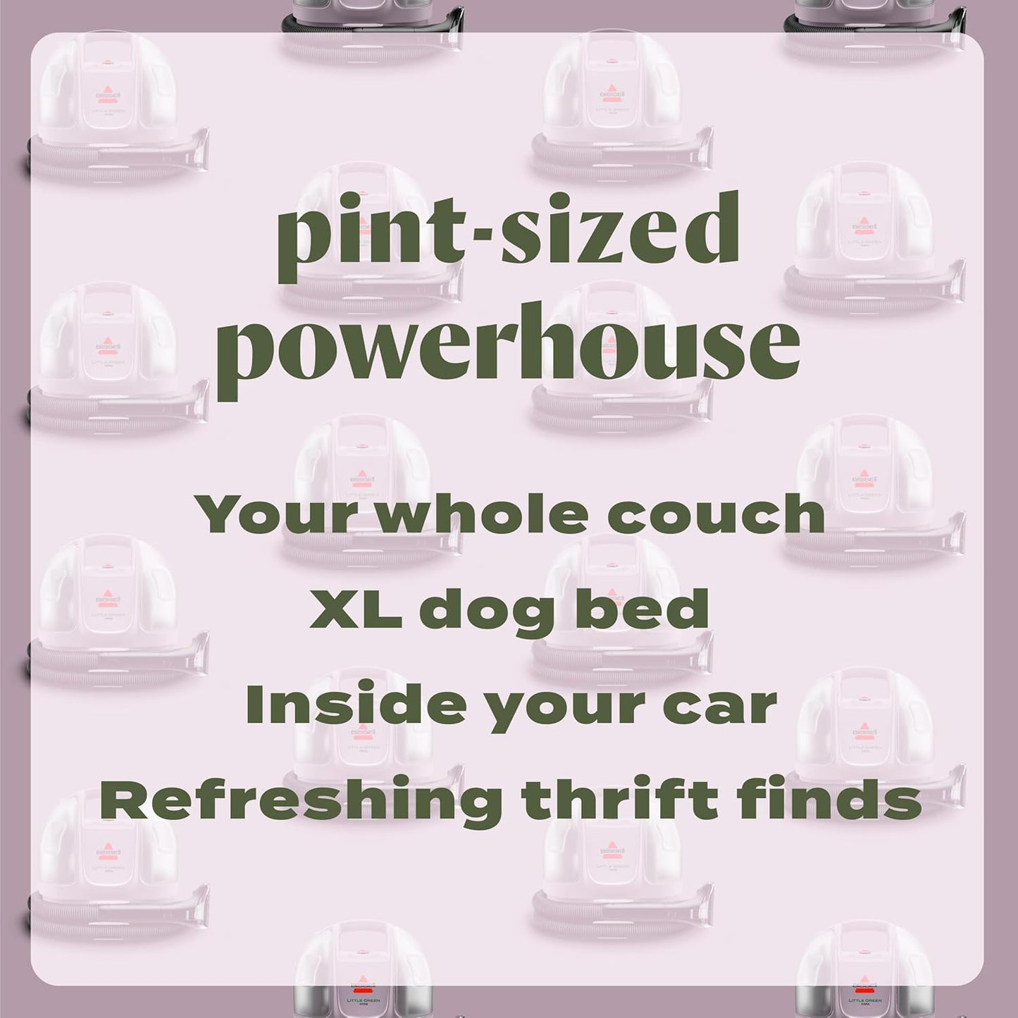 Bissell Little Green Mini Portable Carpet and Upholstery Deep Cleaner, Car/Auto Detailer, with HydroRinse Self-Cleaning Tool and 4" Tough Stain Tool, Limited Edition Color Dusk Pink, 4075L