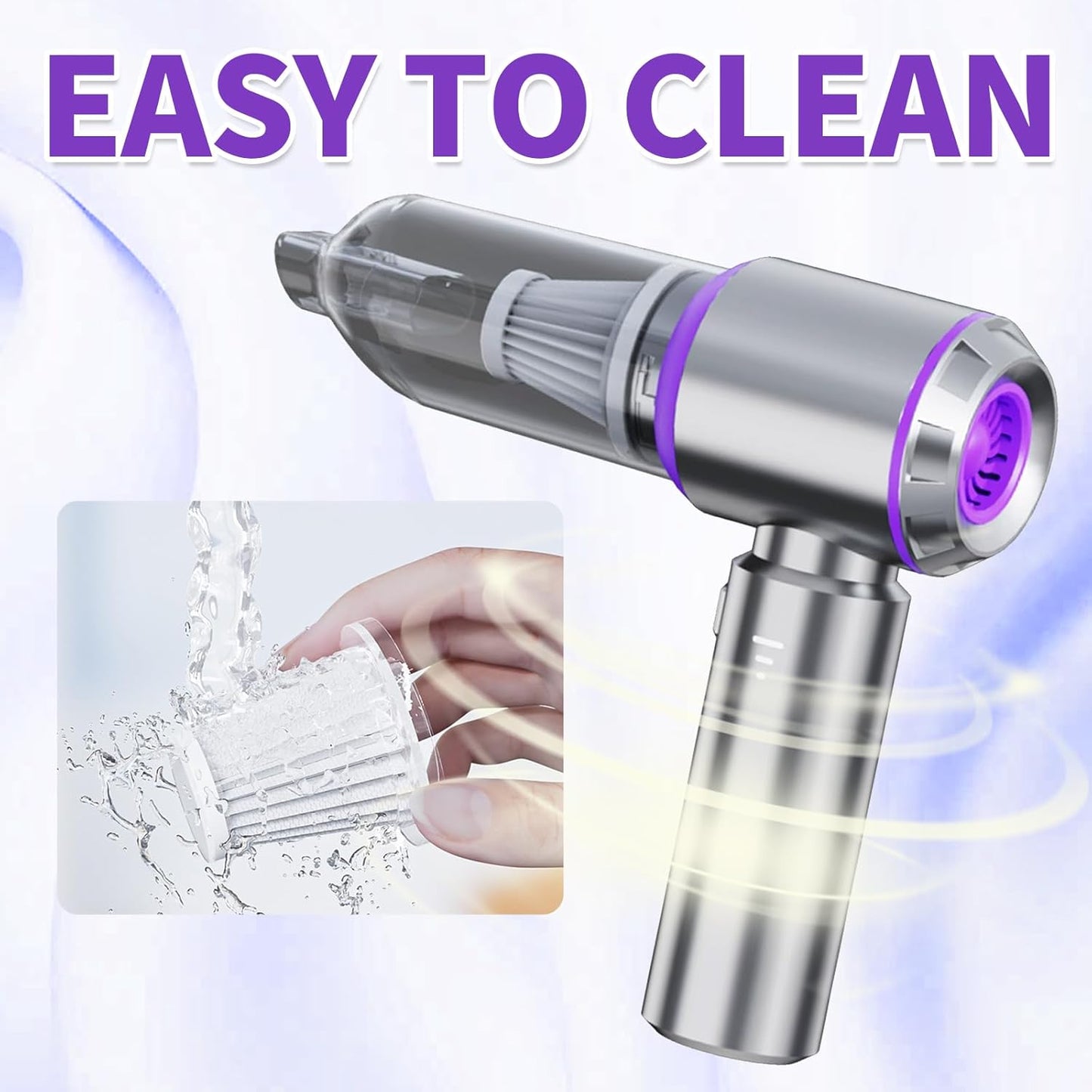 Handheld Car Vacuum Cleaner Cordless,21000Pa High Power Hand Held 3-Speed Adjustment and Multi-Nozzles Cleaner for Car, Home, Office, Pet Hair