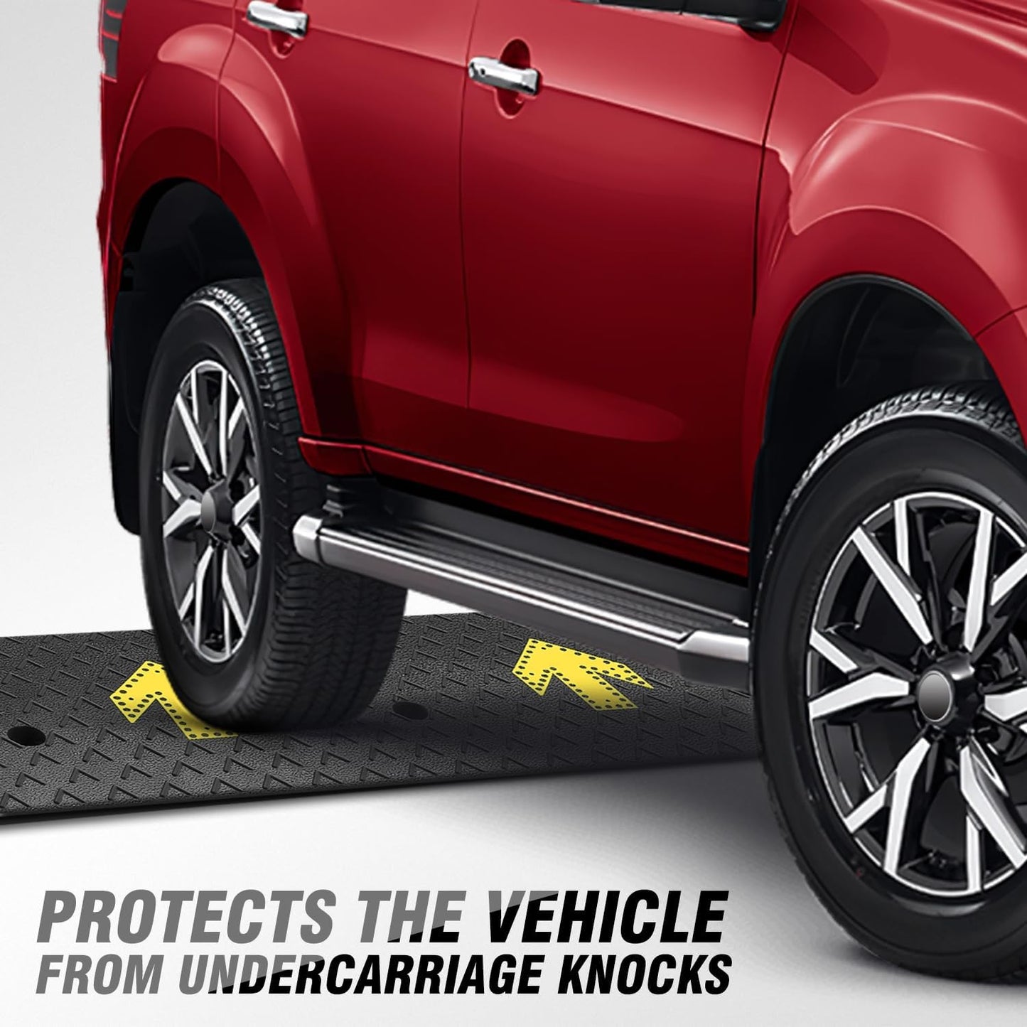 DNA MOTORING 2pcs 5.3" Rise Rubber Arrow Curb Ramp Heavy Duty Loading Threshold Ramp 37.4 in L x 13.8 in W x 5.3 in H for Loading Dock, Warehouse, Wheelchair, Motorcycles, Cars, TOOLS-00651