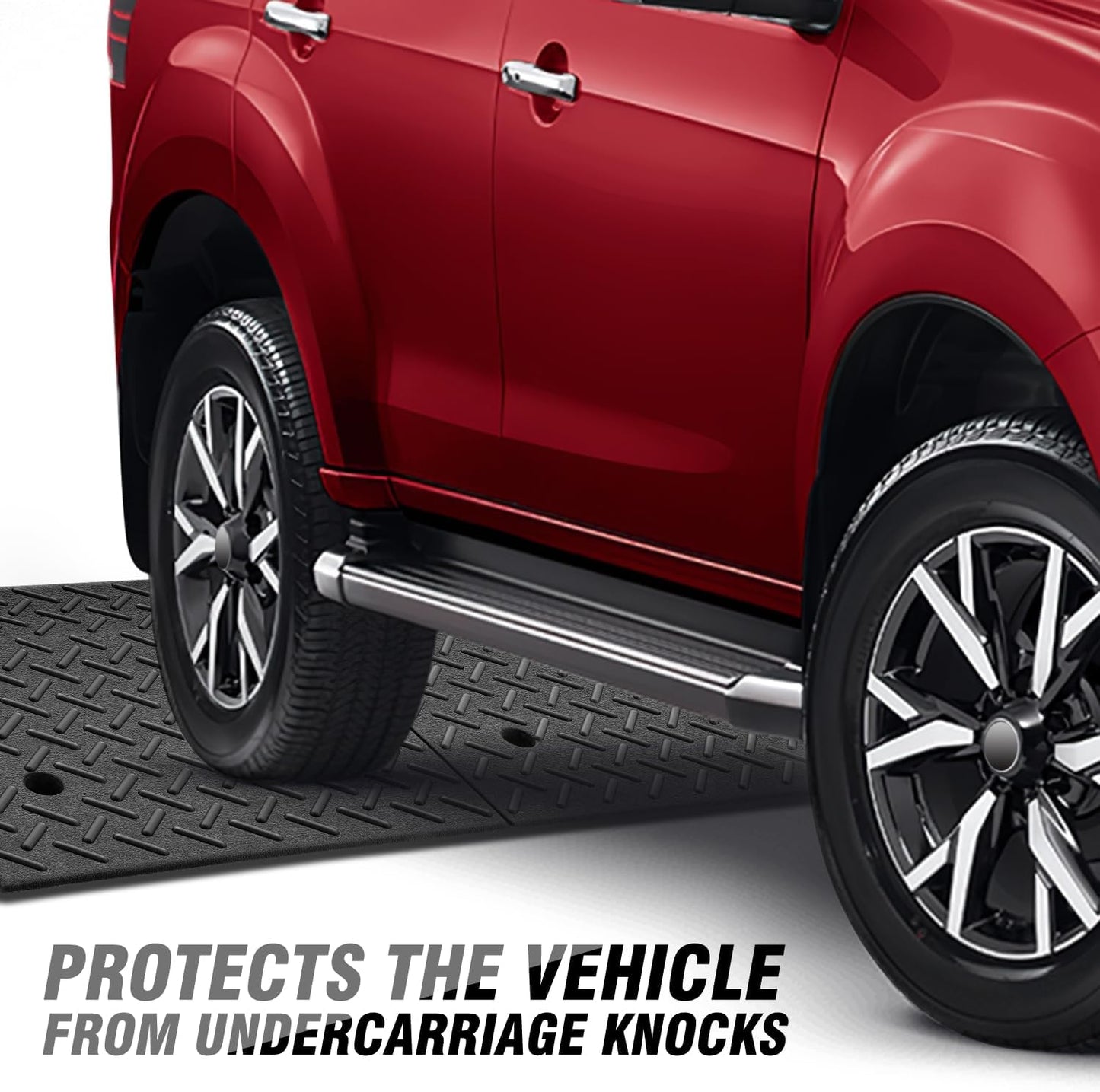 DNA MOTORING 7.7" Rise Rubber Curb Ramp Heavy Duty Loading Driveway Ramp Threshold Ramp 39 in L x 19.7 in W x 7.7 in H for Loading Dock, Warehouse, Wheelchair, Motorcycles, Cars, TOOLS-00654