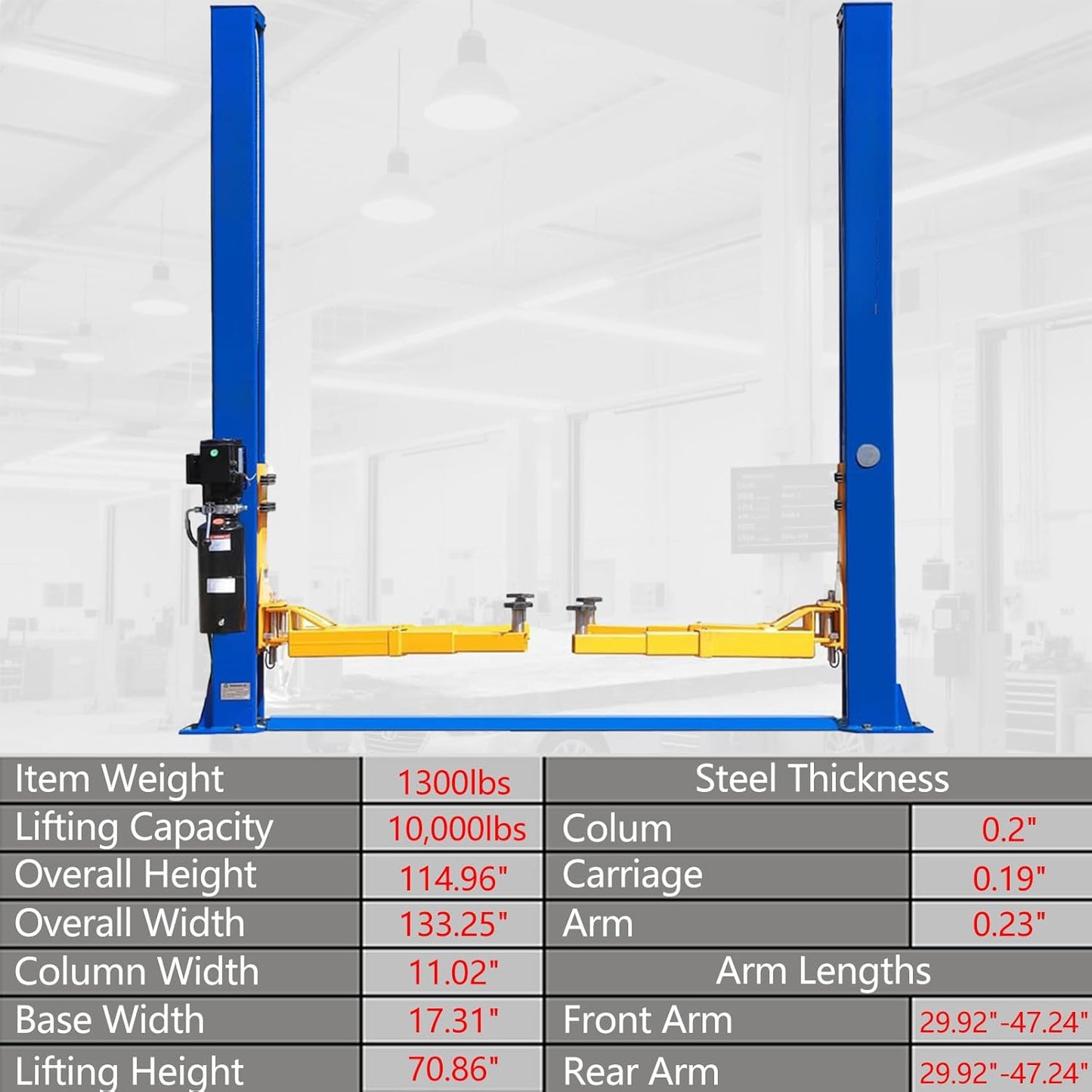 Car Lift Single/2 Post Auto Lifts, 6200/9000/10000LBS Capacity, 240V Hydraulic Truck Hoist, Heavy Duty Auto Lift with Safety Locks for Home Garage (10000LBS 2 Post, 1)