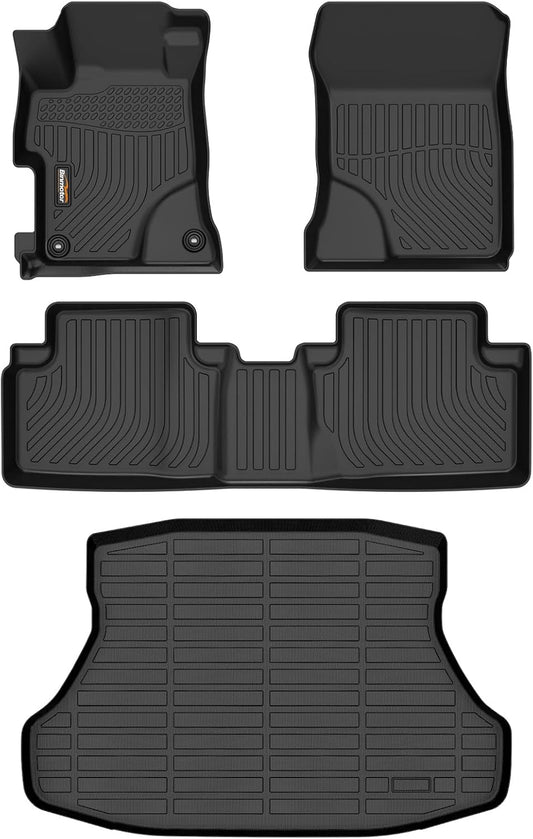 Binmotor-Floor Mats & Cargo Liner Set for 2012-2015 Honda Civic & Civic Si Sedan Only(Non Coupe), All Weather Car Floor Mat for Honda Civic Accessories Rubber Mats Heavy Duty Liners