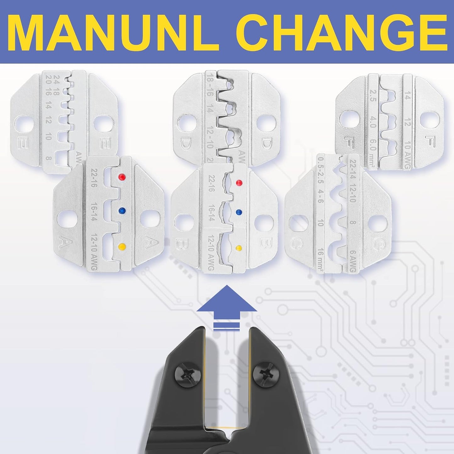 haisstronica Crimping Tool Set - 6PCS Crimping Die for Heat Shrink,Insulated Nylon,Non-Insulated,Ferrule Wire End,Open Barrel Terminals,Solar Connectors - with Wire Stripper Tool and Screwdriver