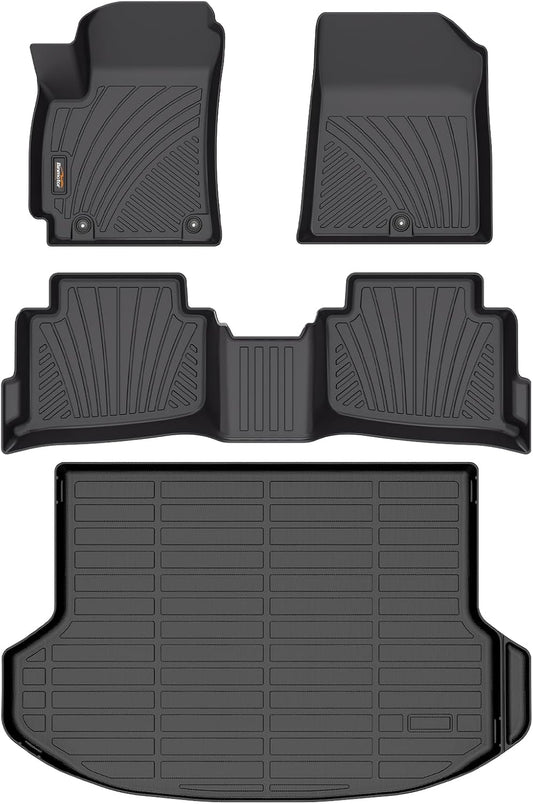 Binmotor-Custom Fit Floor Mats & Cargo Liner for Kia Seltos 2024 2025, All Weather Car Floor Mat for Kia Seltos Accessories, TPE Rubber Liners Cargo Trunk Mat-Black