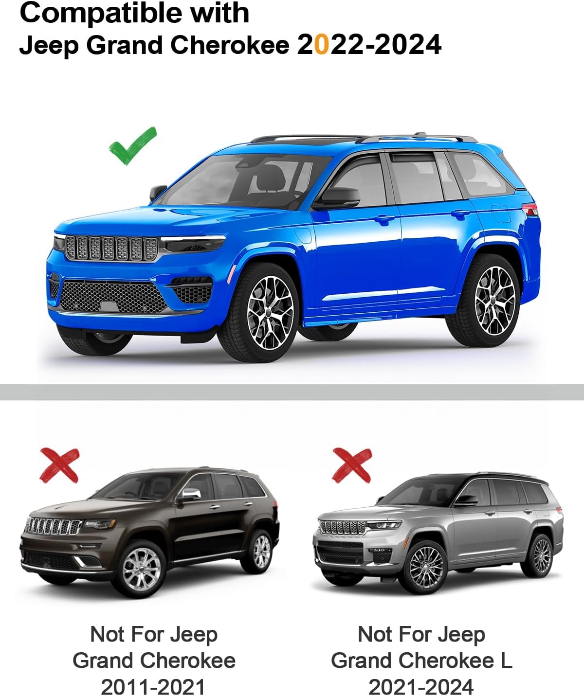 in-Channel Window Rain Guards Fit for Jeep Grand Cherokee(Not for L 3-Row) 2022-2025 Extra Durable Window Deflectors Vent Visors Shades Exterior Car Accessories Visors Rain Guards -4 pcs