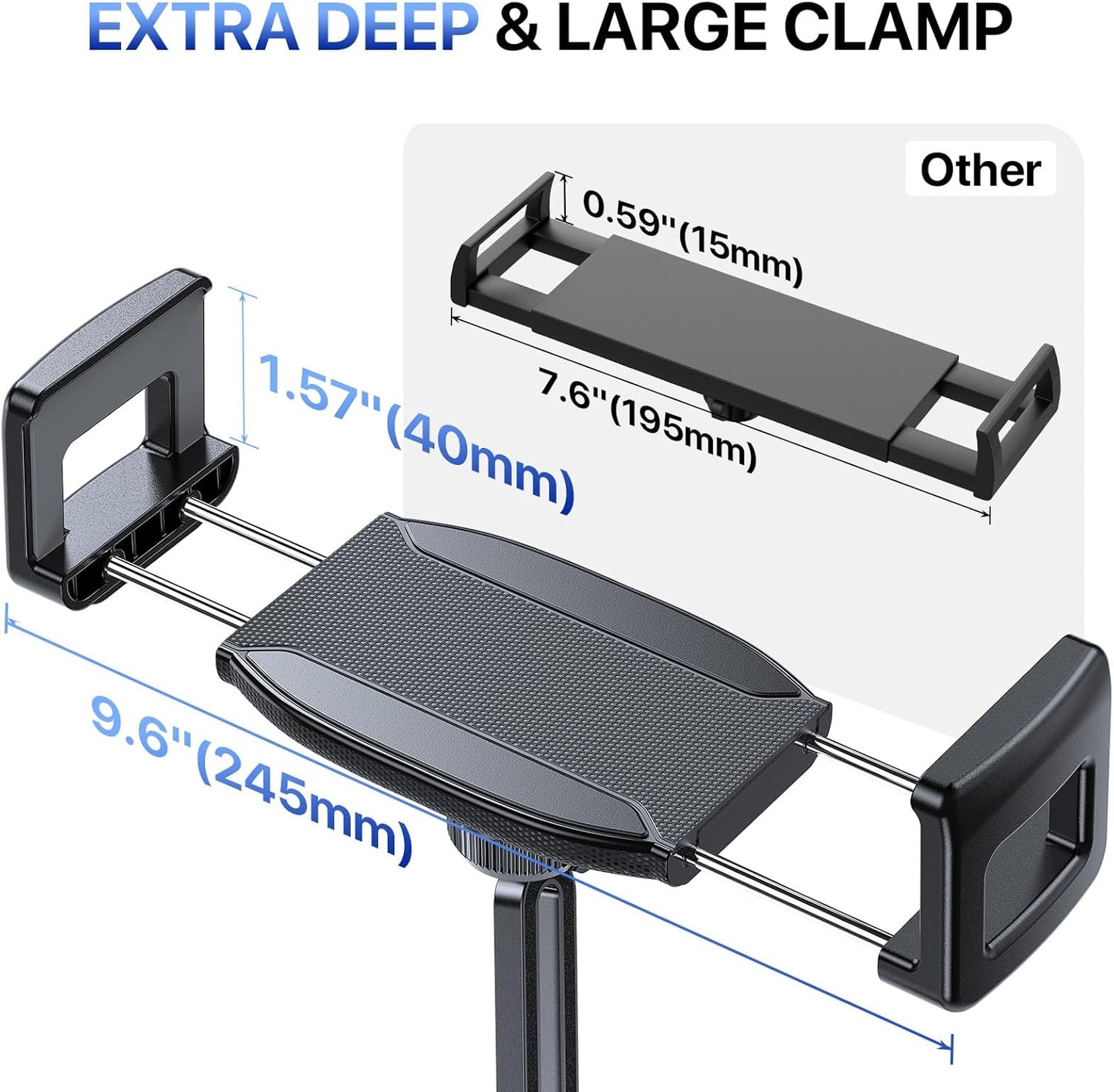 Miracase [2025 Latest Upgraded Cup Holder Tablet Mount for Car, [High-Rise Clamp Arm] Adjustable Long Neck Car Tablet Holder Compatible with iPad, Pro, Air, Mini & All 6.1-12.9" Tabs