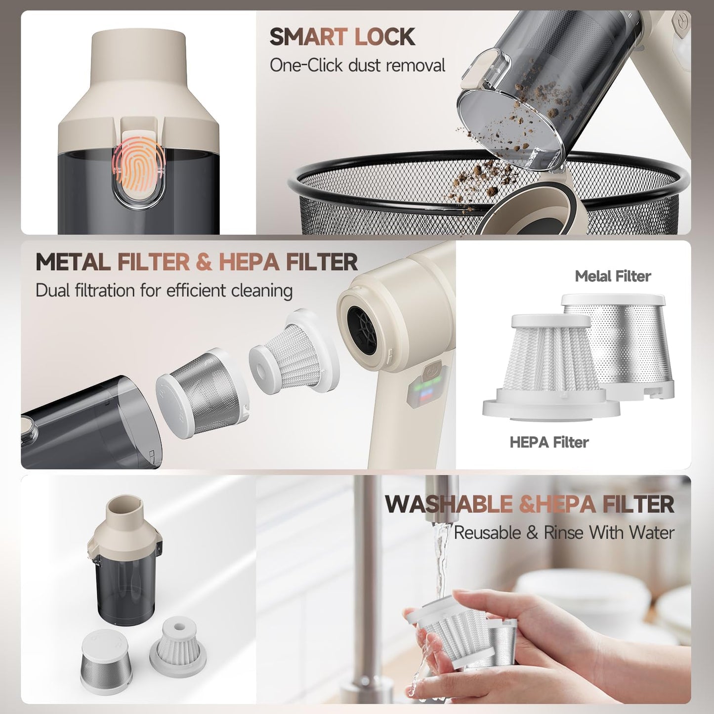 Car Vacuum, Handheld Car Vacuum Cleaner Cordless with Brushless Motor, 20000PA Suction High Power Rechargeable Vacuum Cleaner & Air Duster, 4-in-1 Portable Mini Hand Vacuum Blower with LED Display