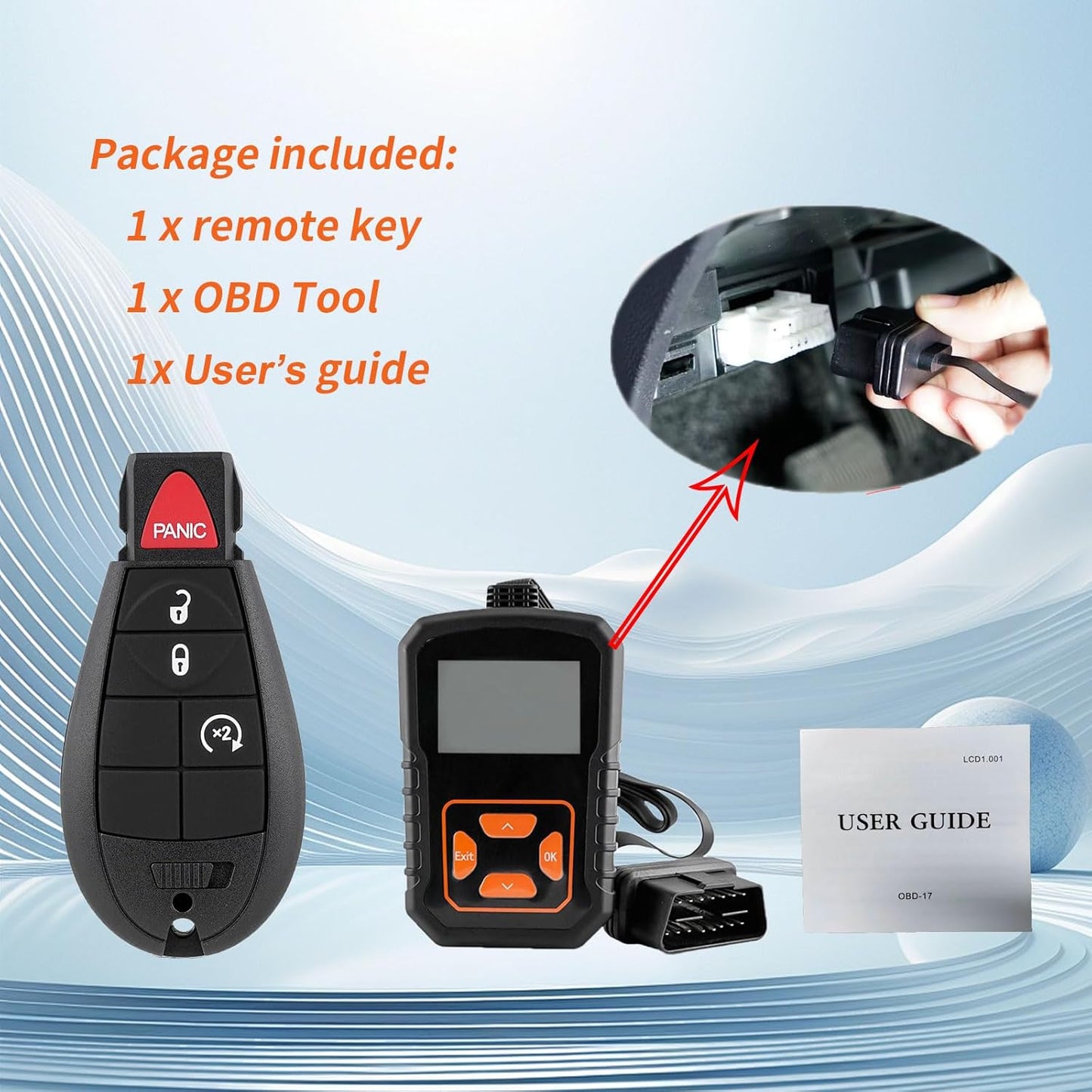 Car Key Fob Remote Replacement Kit Fits for Dodge RAM 1500 2500 3500 2013 2014 2015 2016 2017 GQ4-53T Keyless Entry Remote Control