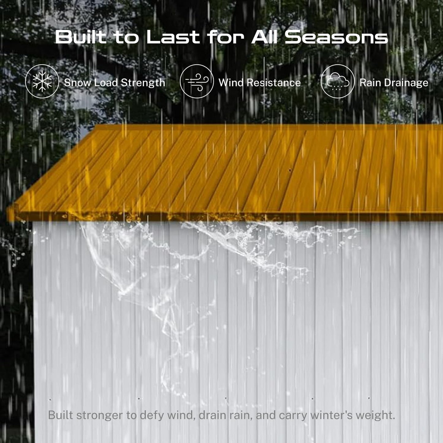 10 x 12 FT Outdoor Storage Shed, Metal Garden Tool Shed with Slooping Roof, Lockable Doors and Windows, Easy to Assemble for Garden, Patio, Lawn, White+Yellow