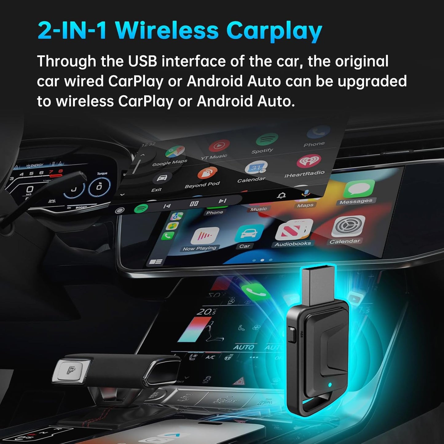 CarPlay Smart Box,Wireless CarPlay Adapter, converts Factory Wired to Wireless CarPlay dongle, Plug and Play