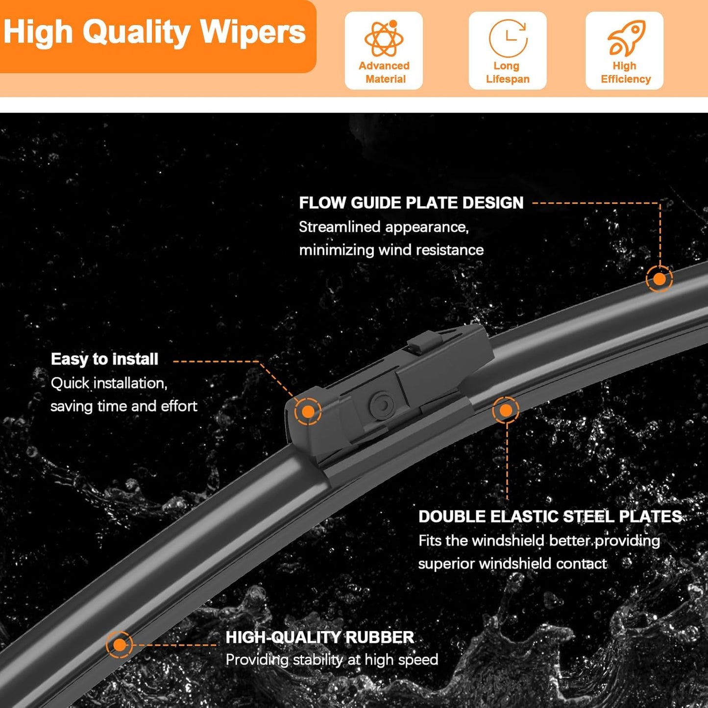 HULADAED® 24'' 20'' 15'' Windshield Wipers Replacement for Land Rover Range Rover 2023 2022 2021 2020 2019 2018 2017,Silicone Front Rear Wiper blades for MY Car-All Weather & Quiet(3 PACK)