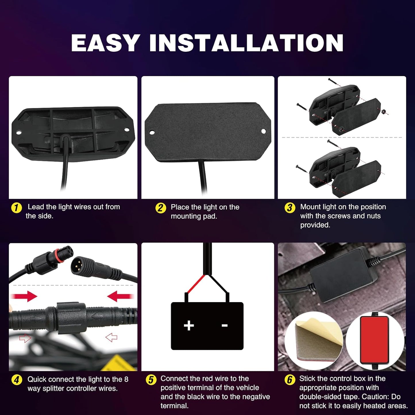 Nilight RGB LED Rock Lights Kit 8 PCS 18LED Wide Angle Wheel Well Light with Remote & Bluetooth App Dual Control Multi Modes Underglow Multicolor Neon Pod for ATV UTV SUV Offroad Truck RZR Boat