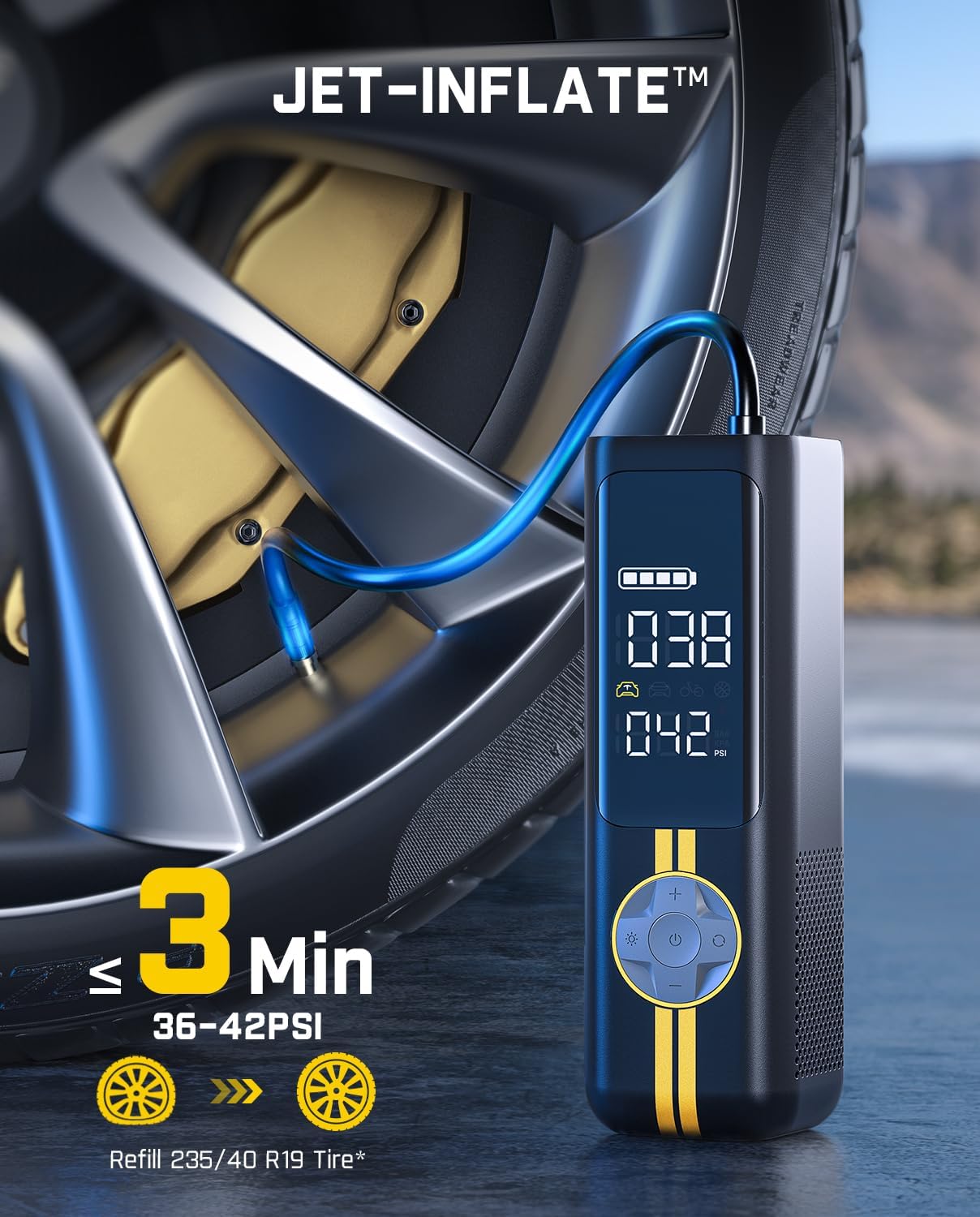 Fanttik X8 APEX EV Tire Inflator Portable Air Pump, 2X Faster Inflation, 150PSI Cordless Air Compressor with Powerful Battery, Fits Electric Cars, Cars, Motorcycles, Bikes, Balls, Deluxe Package