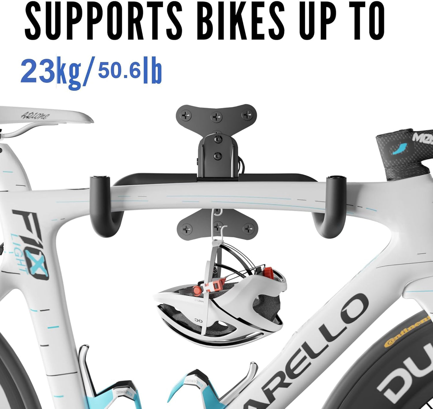 Bike Wall Mount Hanger - Adjustable Horizontal Bicycle Storage Rack for Garage and Home - Metal Hook Holder for Road, Mountain, and Hybrid Bikes