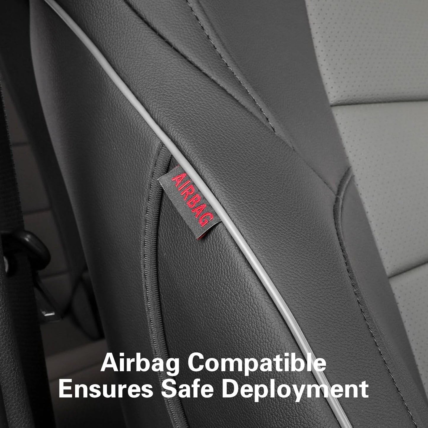 EKR Tacoma Car Seat Covers Custom for Select Toyota Tacoma (Only for Hybrid) 2024 2025 Double cab TRD Sport,TRD Off-Road,Limited,Trailhunter -Full Set,Leather(Black/Gray)