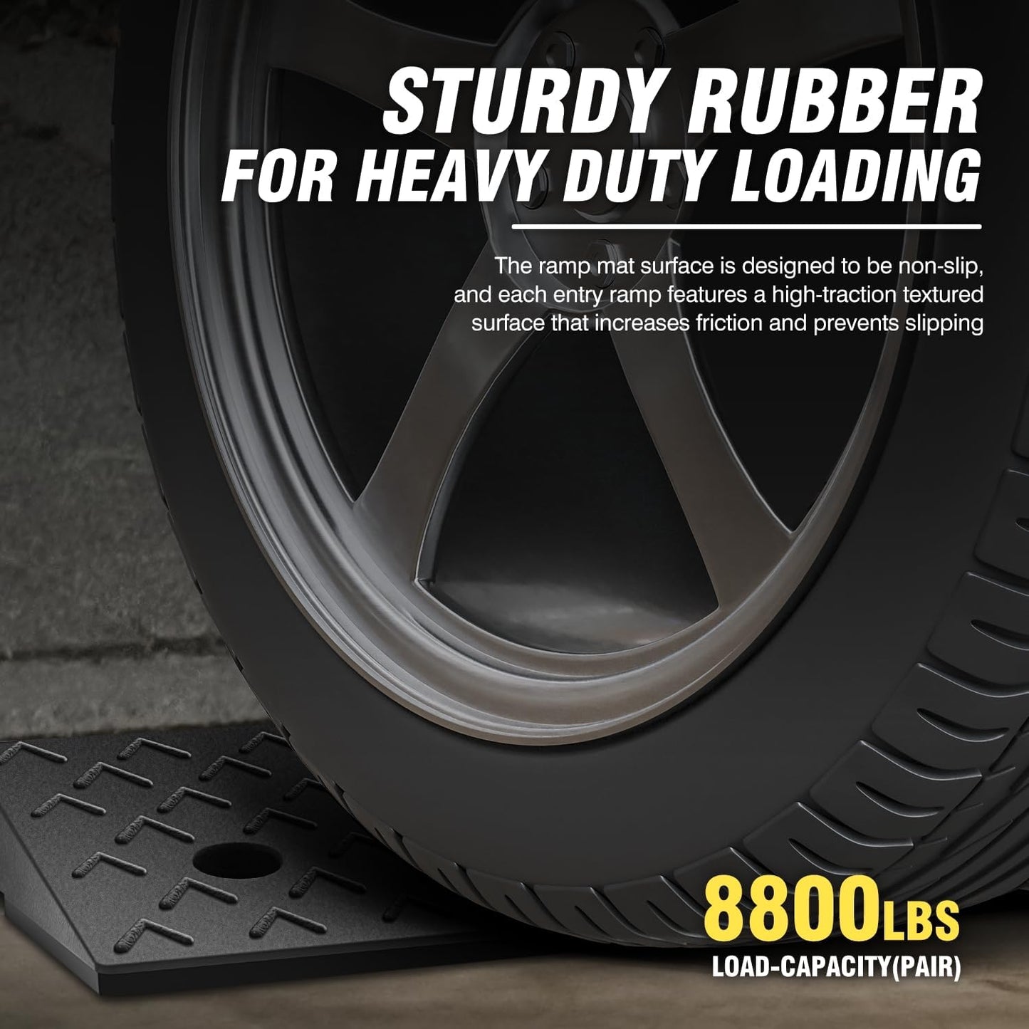 DNA MOTORING 2pcs 2.2" Rise Rubber Arrow Curb Ramp Heavy Duty Loading Driveway Ramps Threshold Ramp 37.2in L x 9.1in W x 2.2in H for Loading Dock, Warehouse, Wheelchair, Motorcycles, Cars, TOOLS-00648