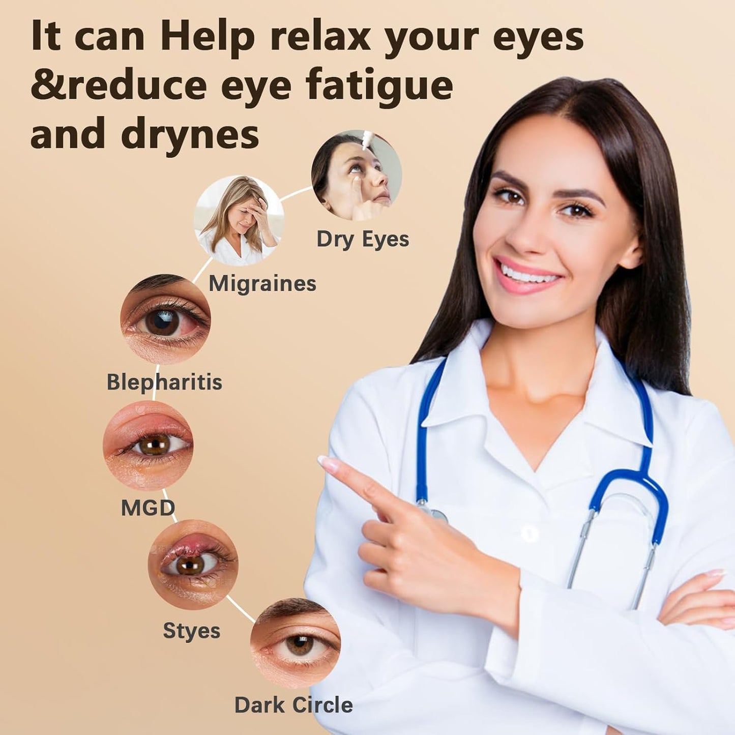 Heated Eye Mask, Warm Eye Compress for Dry Eyes Blepharitis Stye Moist Hot Relief ， Electric Blackout Cordless Heating Pad for Traveler Computer Tied Eyes，Washable Rechargeable Sleeping Mask Gift