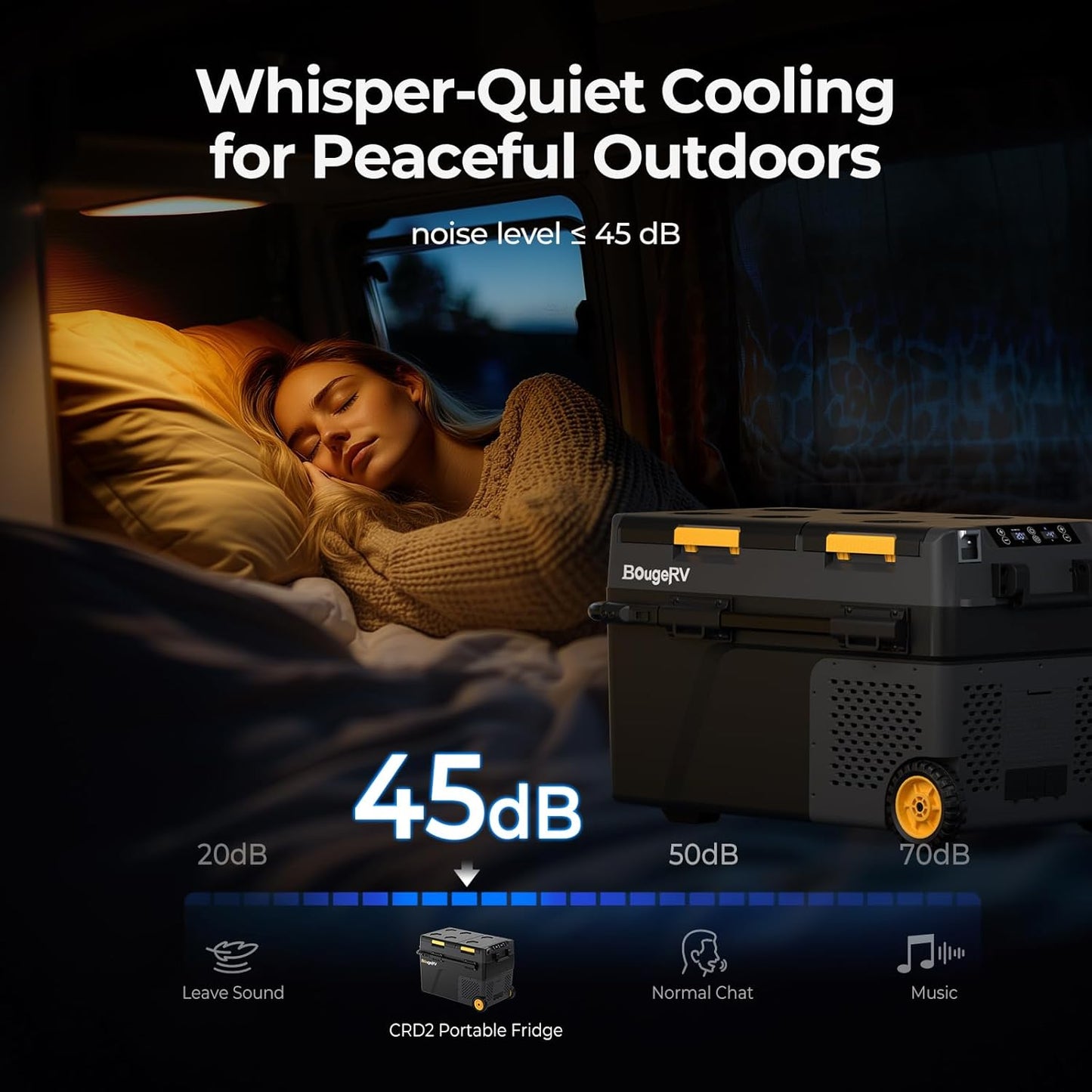 BougeRV 12 Volt Car Refrigerator, CRD2 43 Quart Portable Fridge Freezer with APP Control, -4℉ to 68℉ Dual Zone Compressor Electric Cooler 12/24V DC, 110~240V AC for Overlanding, Camping, RV, Truck