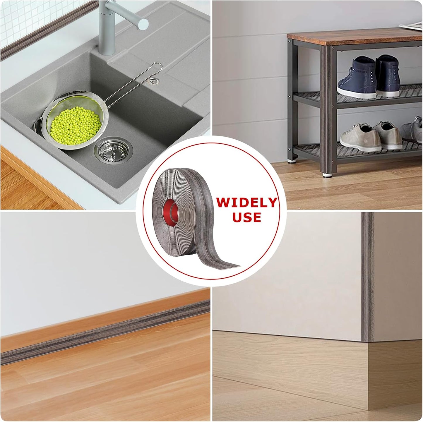 Flexible Wall Corner Protector Moulding Trim Peel and Stick Wall Corner Guards Edge Protector Self Adhesive Molding Trim Strip for Edge Ceiling (Brown Walnut Wood Grain, 1.6 in x 10 Ft)