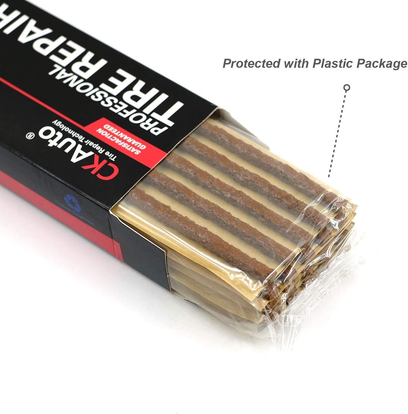 CKAuto 60pcs 4" Brown Tire Repair Strings, Automotive Tool Tire Repair Plugs for Tubeless Off-Road Tires Car, Bike, ATV, UTV, Wheelbarrow, Mower