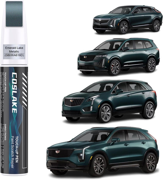 Car Touch Up Paint(Emerald Lake Metallic(G6I/WA616D)) for Cadillac, Car Paint Scratch Repair Kit, Quick & Easy Solution to Repair, 2 in 1 Scratch Remover Pen with 2PCS Disposable Micro Applicators