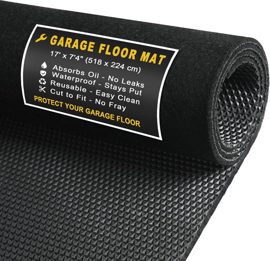 Heavy-Duty Garage Floor Mat 17' x 7'4" - Waterproof Garage Flooring for Cars & SUVs, Durable Garage Mats for Floor, Oil Spill Resistant Garage Mat, Easy-to-Clean Garage Rug for Floor, Oil Change Mat
