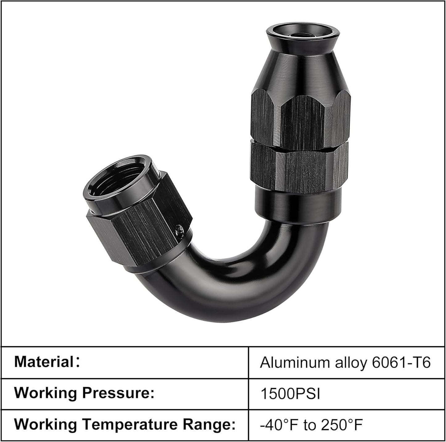 EVIL ENERGY 4AN 150 Degree PTFE One Piece Full Flow End Hose Fitting Aluminum Black