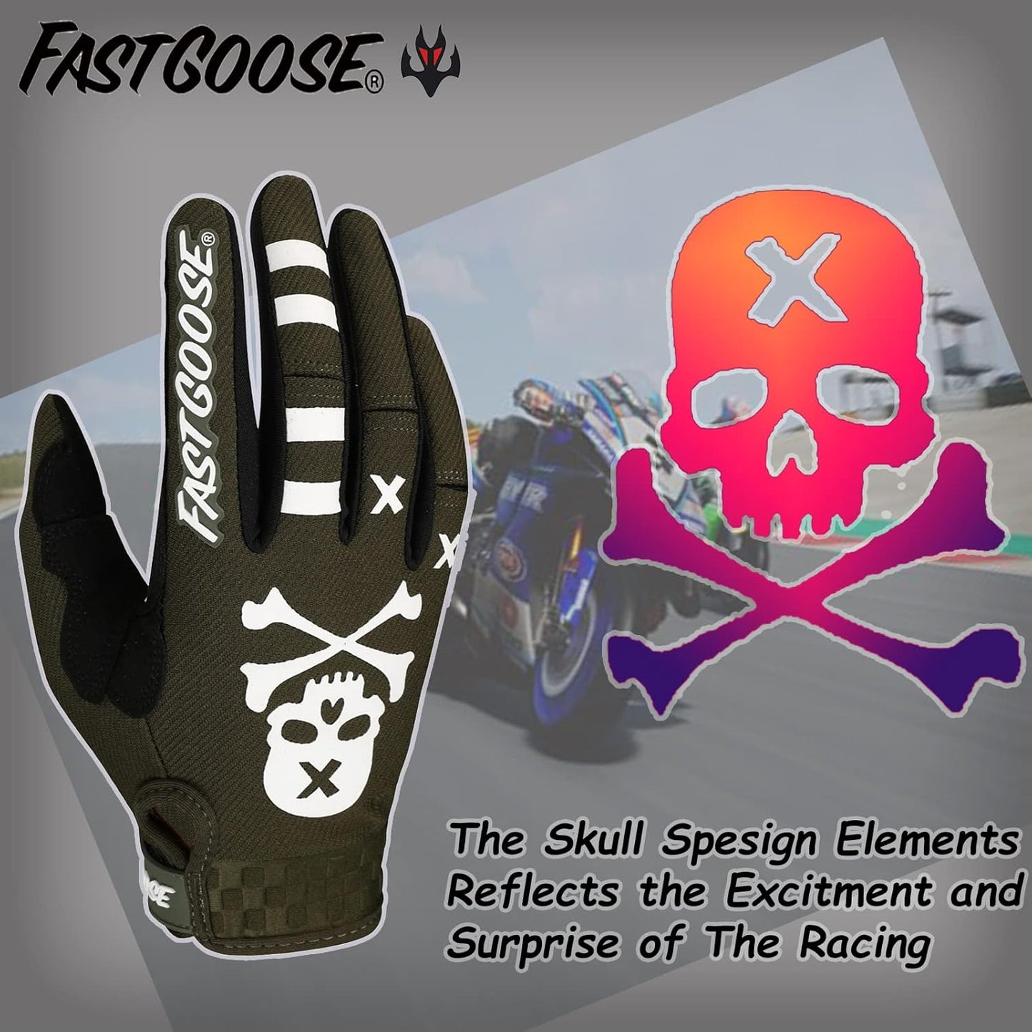Dirt Bike Motorcycle Gloves - Motocross, Motorbike & ATV Off Road Racing Sports Cycling Gloves