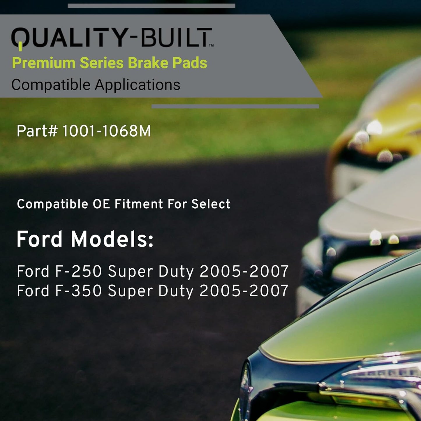Premium Semi-Metallic Rear Brake Pads (1001-1068M) Compatible with Ford F-250 Super Duty 2005-2007, Ford F-350 Super Duty 2005-2007