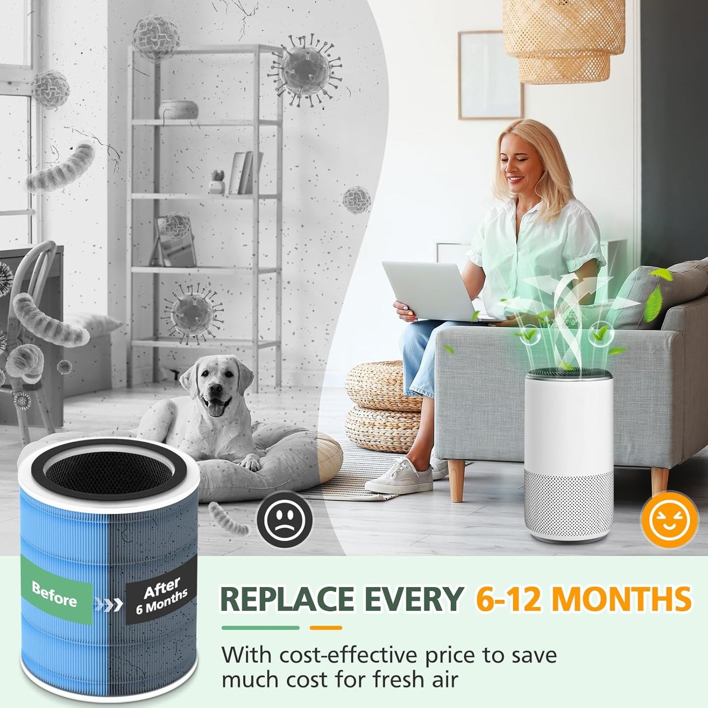 Core 400S Smoke Remover Replacement Filter for LEVOIT Core 400S Smart WiFi Air Purifier, 4-in-1 HEPA Activated Carbon Filter, Core400S-RF-SR (LRF-C401-BUS), Blue, 2 Pack