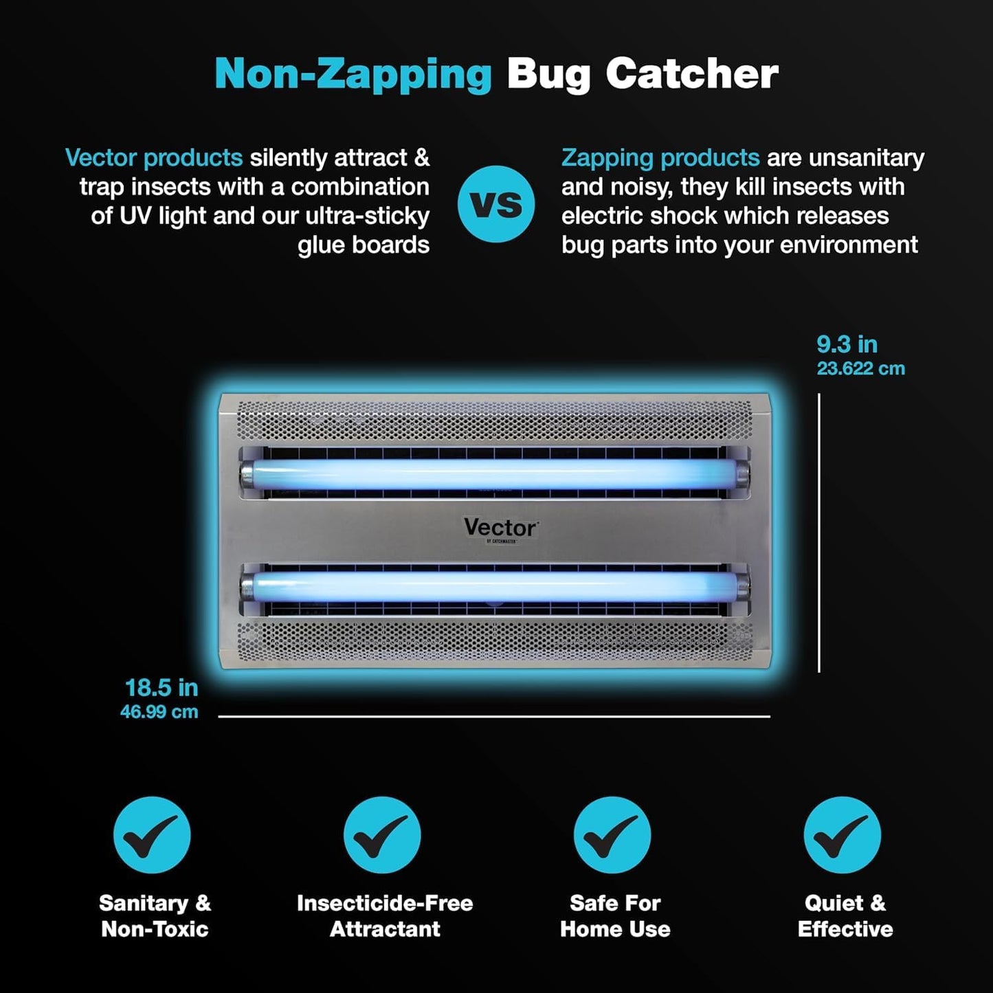 Catchmaster Vector 30, UV Light Fly Traps Indoor for Home, Electric Gnat Traps for House Indoor, Shatterproof Bulbs UV Lamp Fly, Insect & Mosquito Killer, Silent Bug Light for Kitchen, Shed, Garage