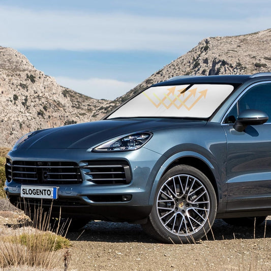 for Porsche Cayenne 2019-2023 2024 2025 Sun Shade Sunshade Windshield Cover, Foldable Front Window Shade Protector Custom Fit Cayenne Sun Visor 240T Fabric Shade Blocks UV Rays Keep Car Cooler