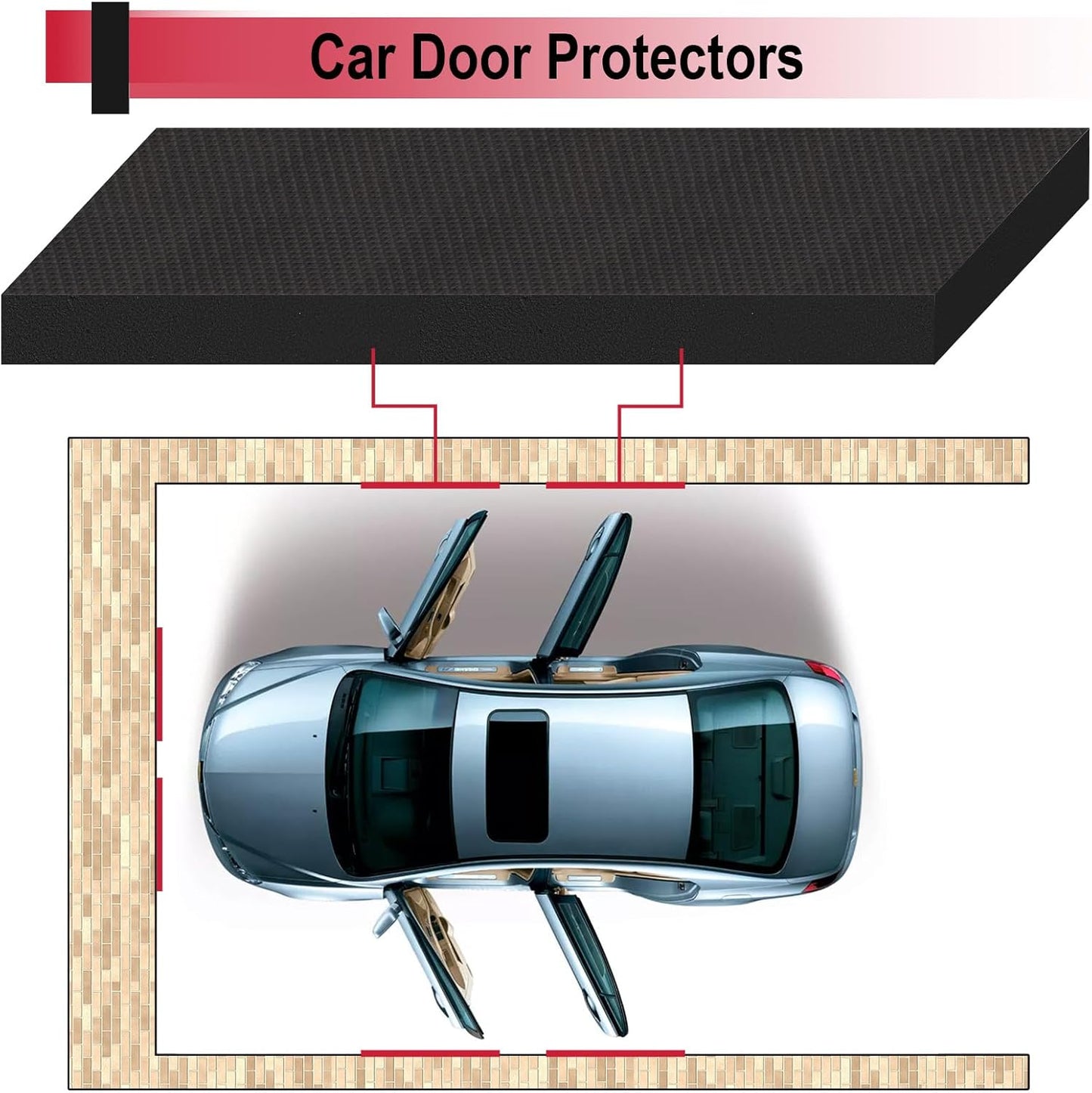 Garage Wall Protector for Car Doors, Garage Wall Bumper, Waterproof Garage Anti-Collision Strip, 15.74" x 5.9" x 0.7" Self Adhesive EVA Foam for Collision Protection (2 Pack)