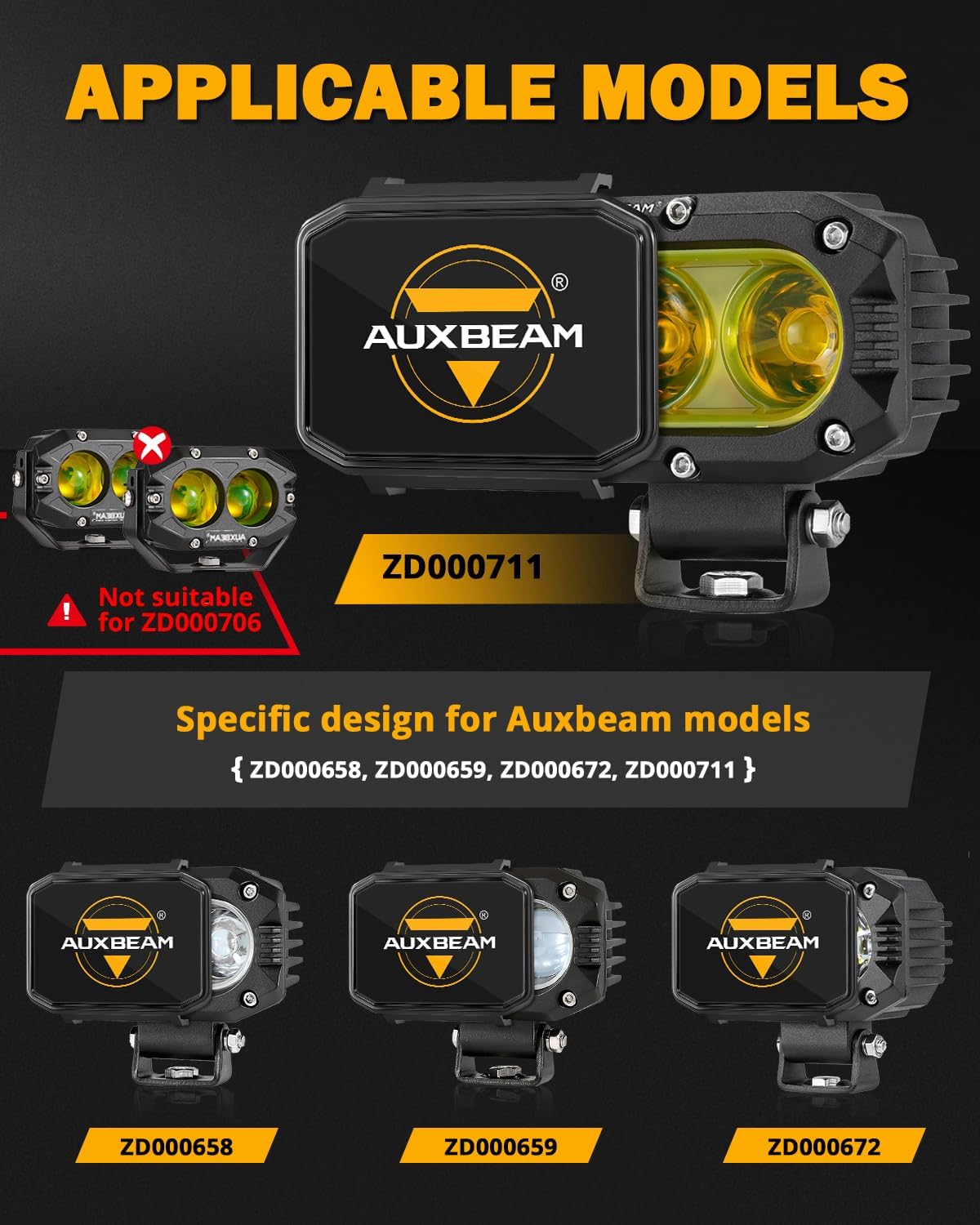 Auxbeam 4 Inch LED Pod Covers, Square Off Road Light Protective Covers, Black Cube Mask Offroad Plastic Light Lens Cover for Trucks Jeep (ZD000822)