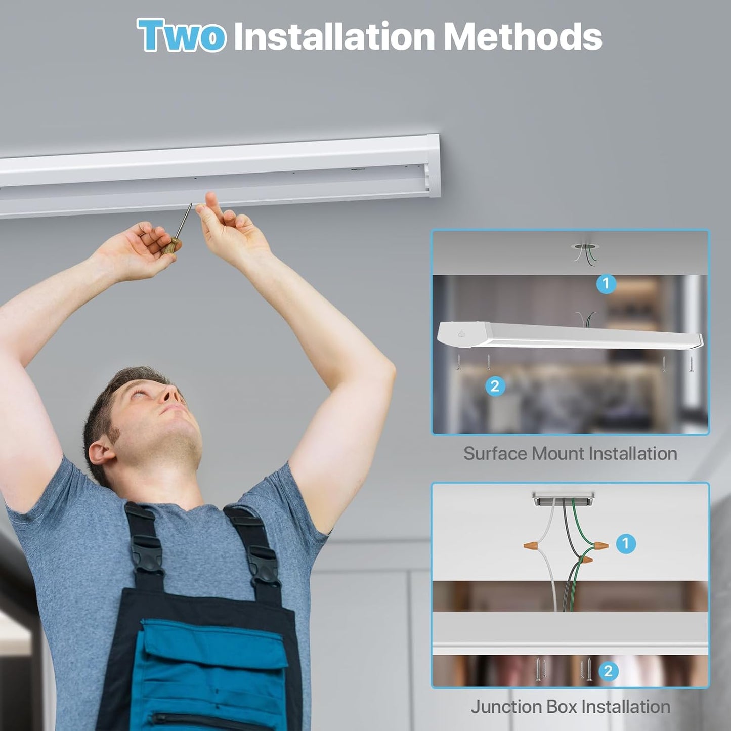 HYPERLITE 60W LED Wraparound Light 4 feet,6600LM LED Shop Lights Fixture with 3 Wattages for Garage,4000K Neutral White Wrap Light AC120V, 48inch Led Fixtures for for Garage, Office, Kitchen,6P