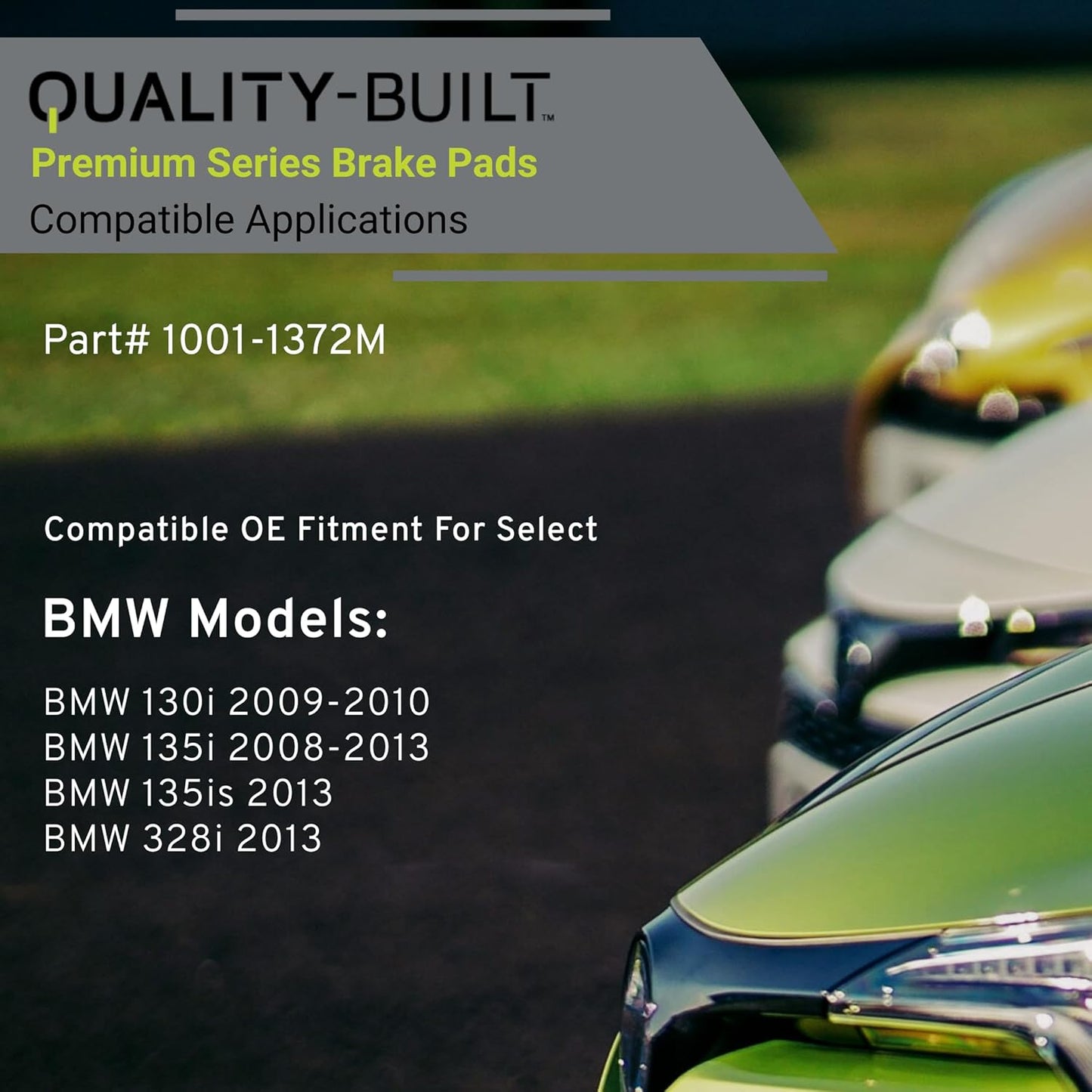 Premium Semi-Metallic Rear Brake Pads (1001-1372M) Replacement for BMW 130i 2010-2009, 135i 2013-2008, 135is 2013, 328i 2013