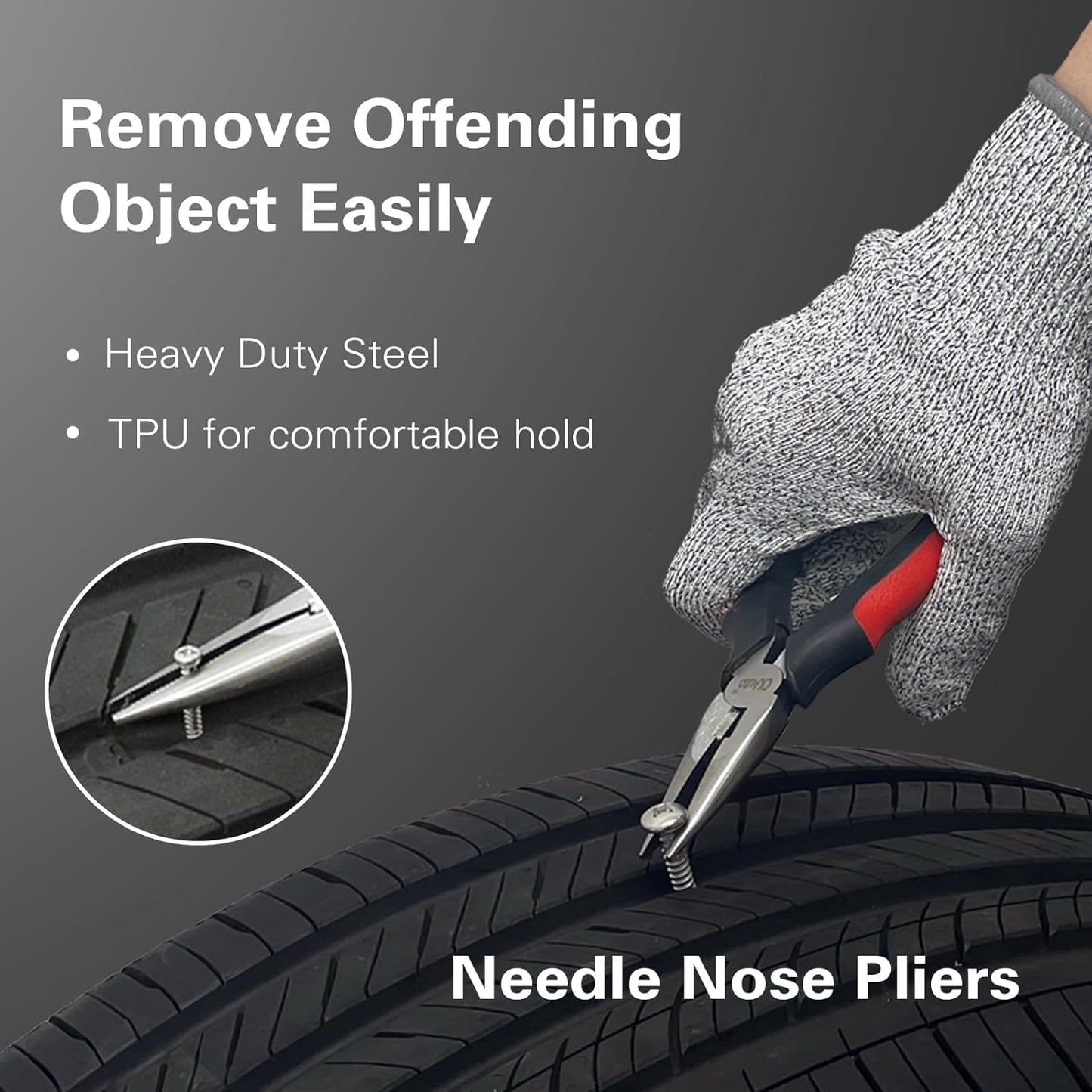 CKAuto Tire Plug Repair Kit, Heavy Duty Car Emergency Tool Kit for Flat Tire Puncture Repair, 80 Pcs Value Pack, Tire Patch Kit fit for Autos, Cars, Motorcycles, Trucks, RVs, etc.