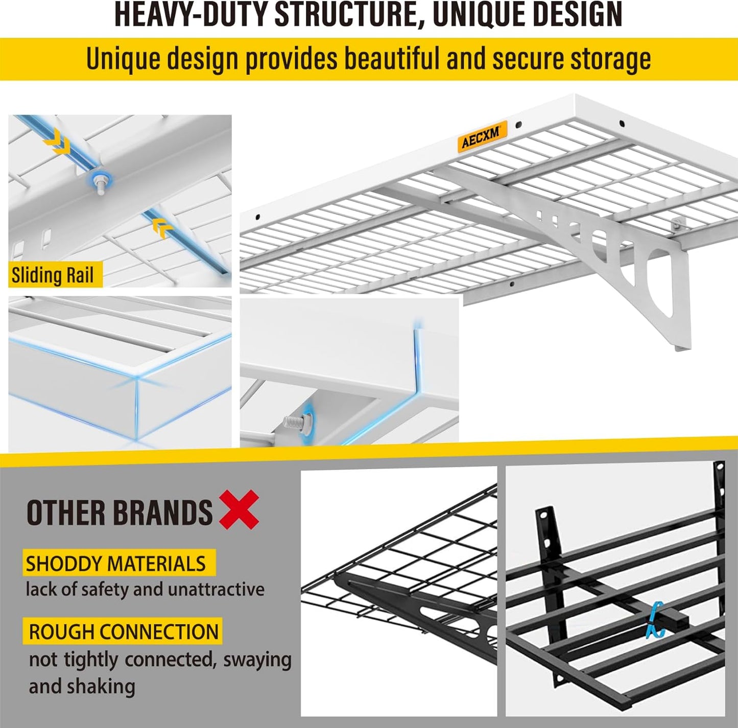 1.64x4ft 4Pack Wire Shelving Unit Heavy Duty Garage Storage Shelves Wall Mounted White 1120lbs Load Capacity（20-inch-by-48-inch）