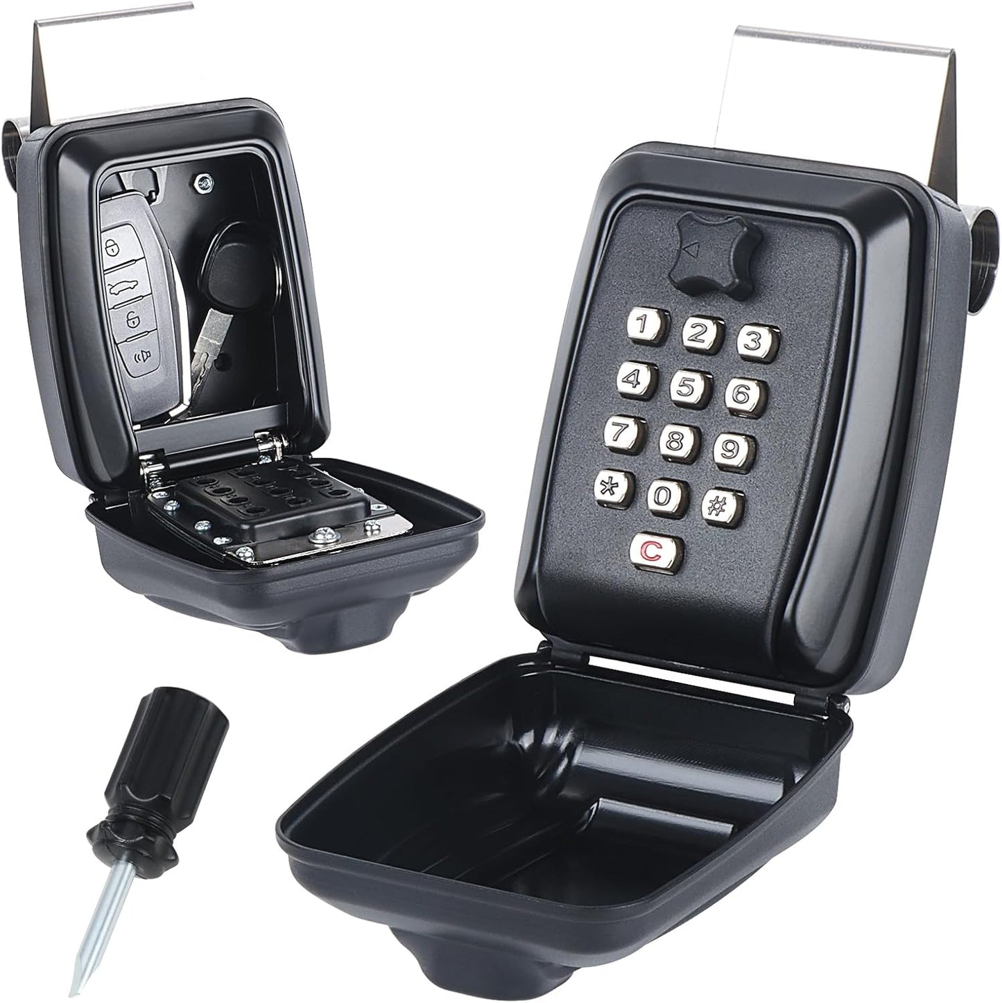 Car Window Lock Box for Turo, Black Portable Lockbox for Car Keys, Car Key Lock Box Fit for Ride Share, Turo, GetAround, with Sturdy Large Capacity, Protective Cover, Weather Protection